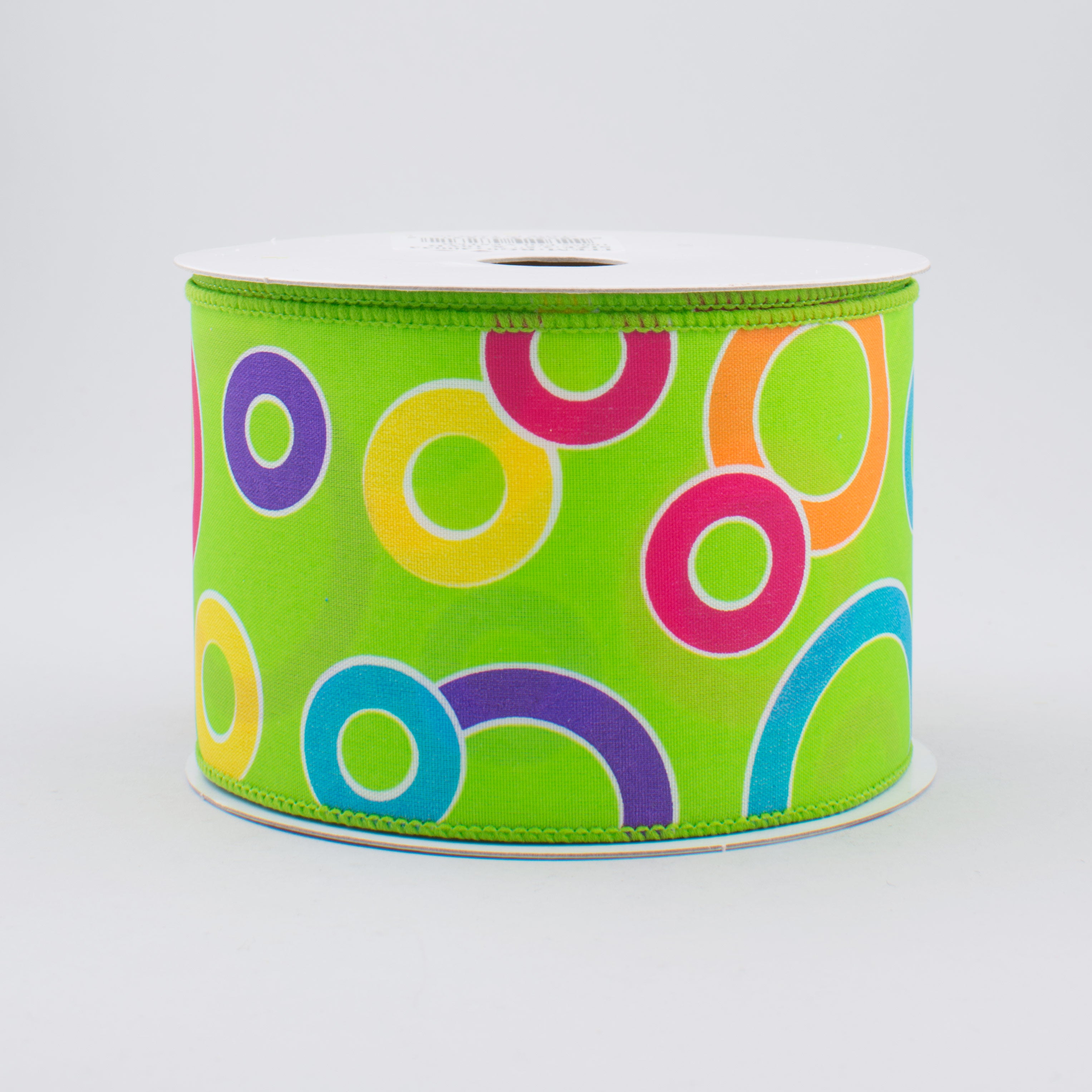 2.5" Bright Circles Ribbon: Lime/Multi (10 Yards)