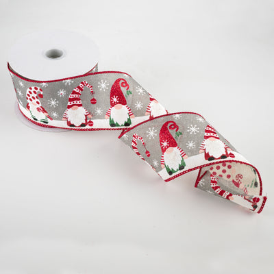 2.5" Bright Holiday Gnome Canvas Ribbon: Grey (10 Yards) Lifestyle Photo