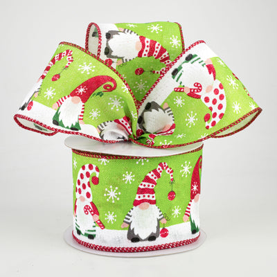 2.5" Bright Holiday Gnome Canvas Ribbon: Lime (10 Yards) Lifestyle Photo
