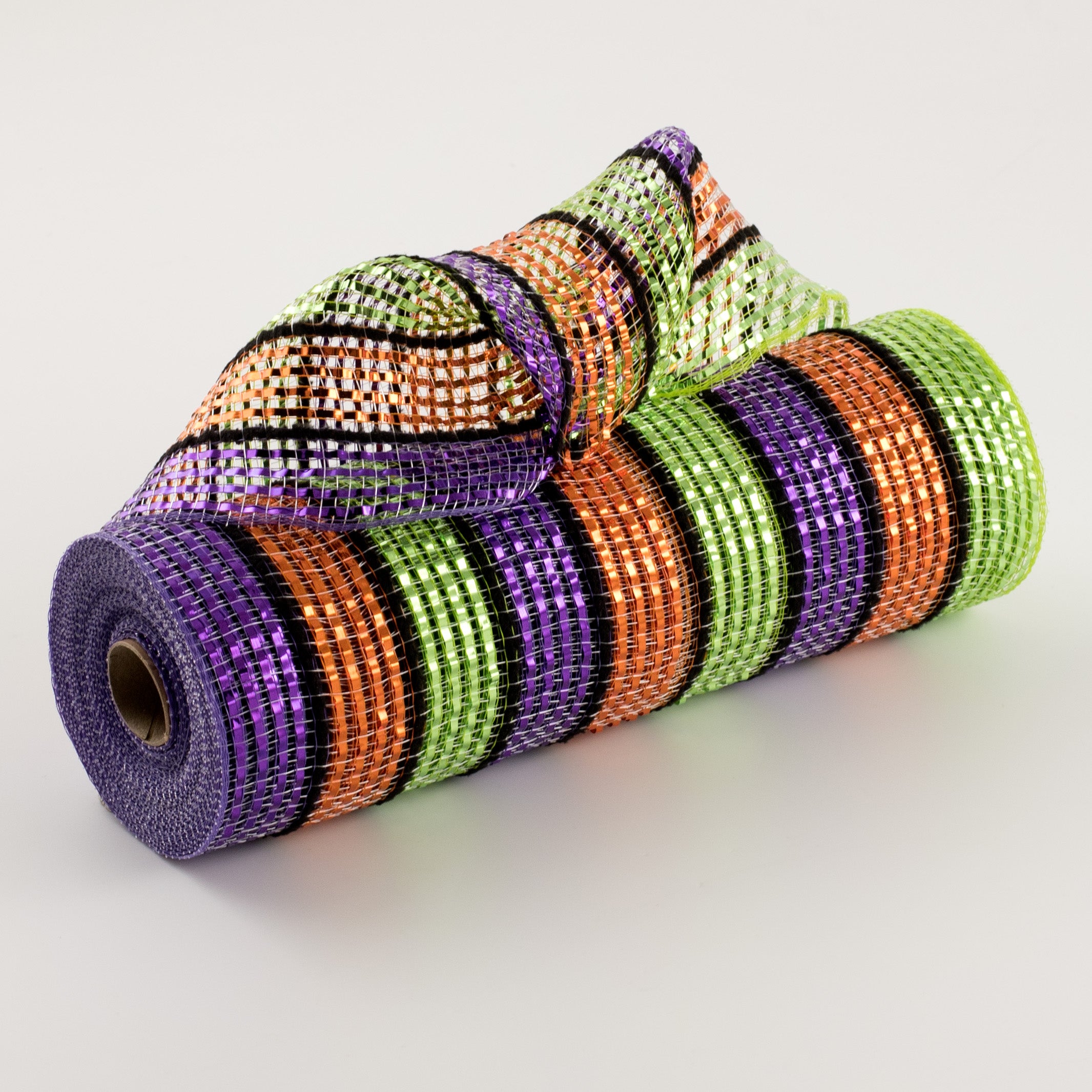 10" Bright Metallic Stripe Mesh: Purple, Lime, Orange, Black Item Number: XB235010-01