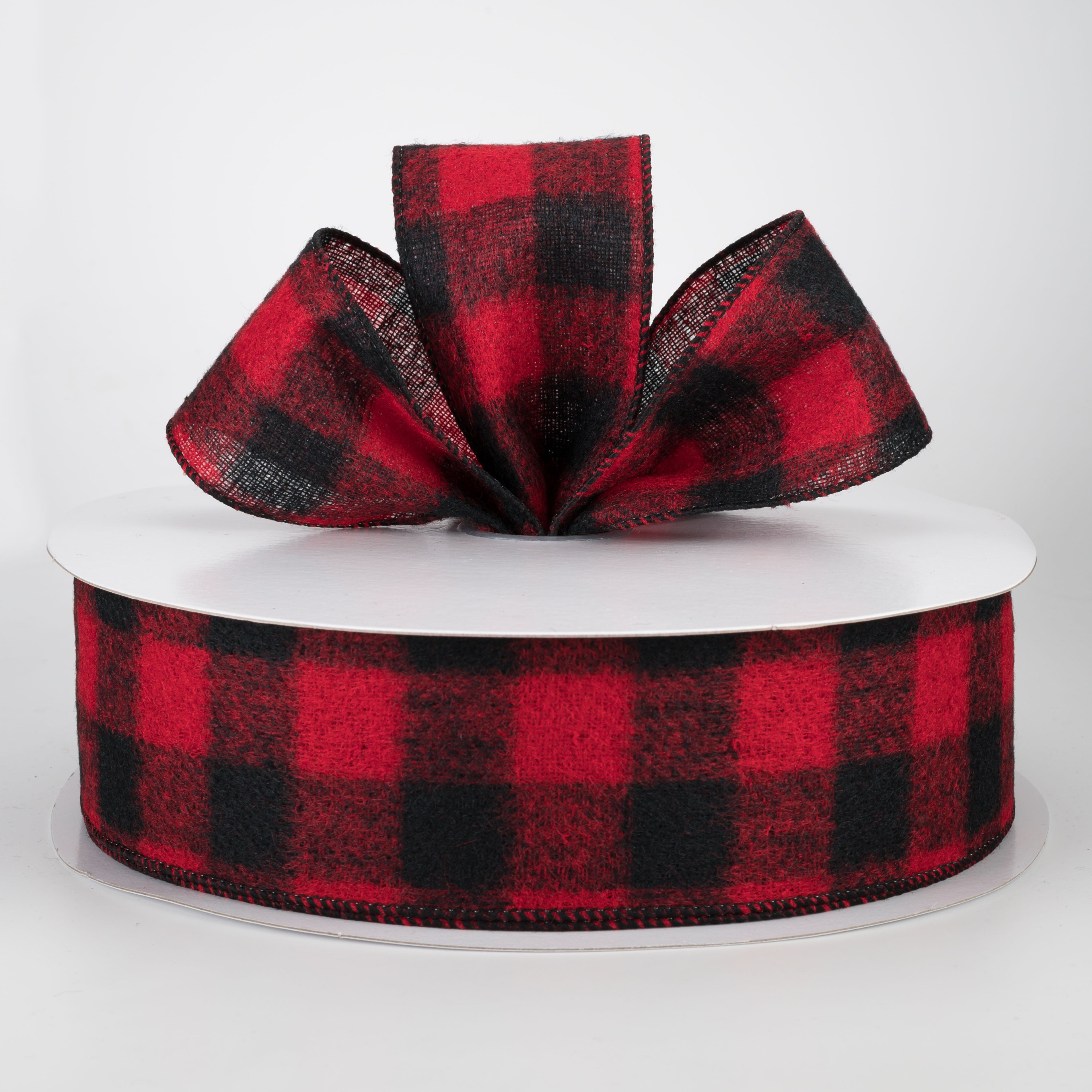 2.5" Brushed Buffalo Plaid Ribbon: Black & Red (50 Yards) Lifestyle Photo