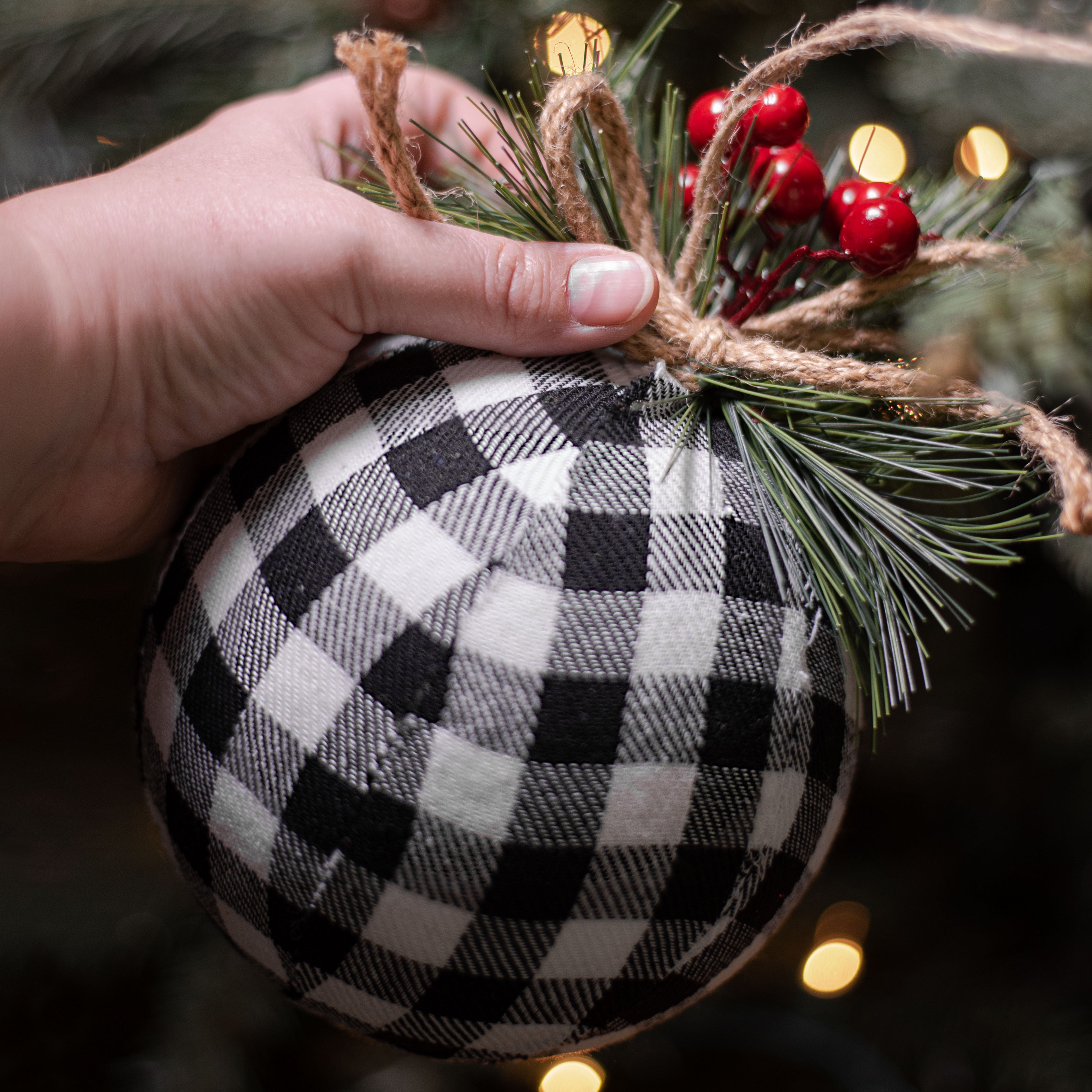 7" Buffalo Ball Ornament: Black & White detail photo 3