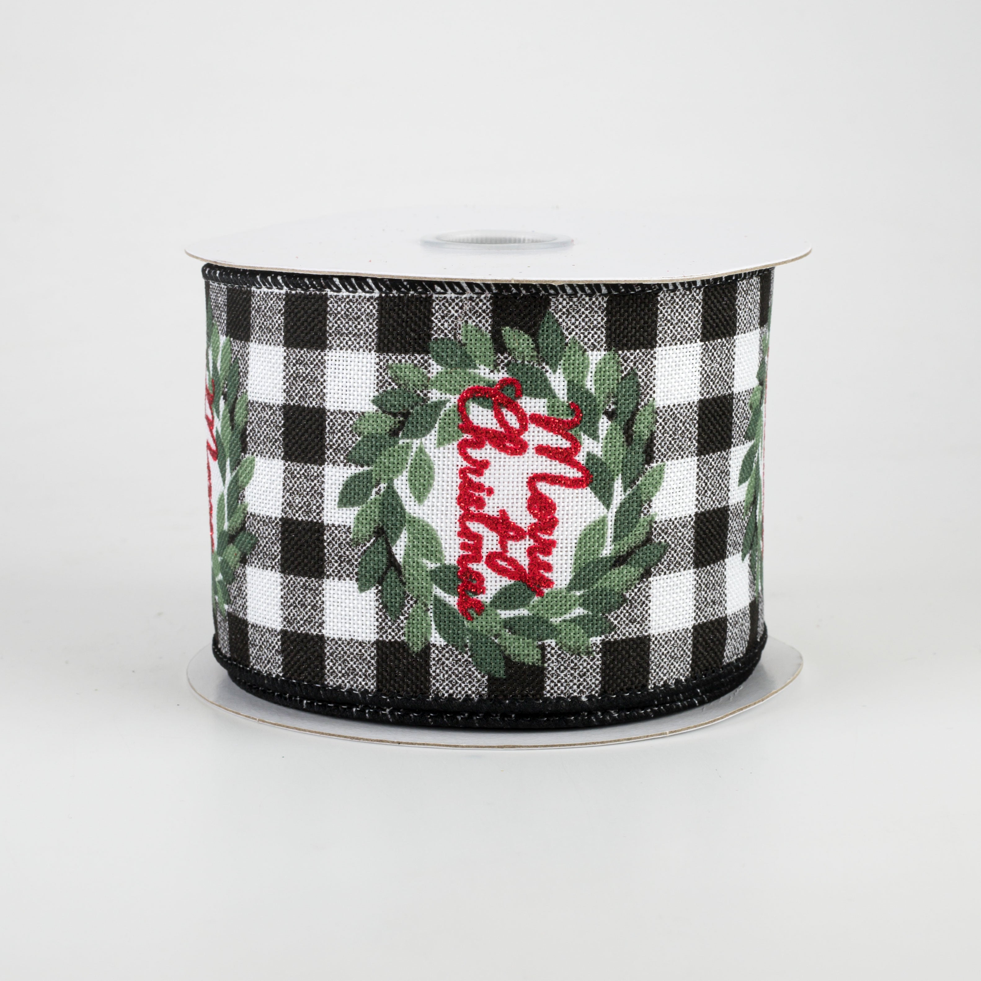 2.5" Buffalo Check Merry Christmas Wreath Ribbon (10 Yards)