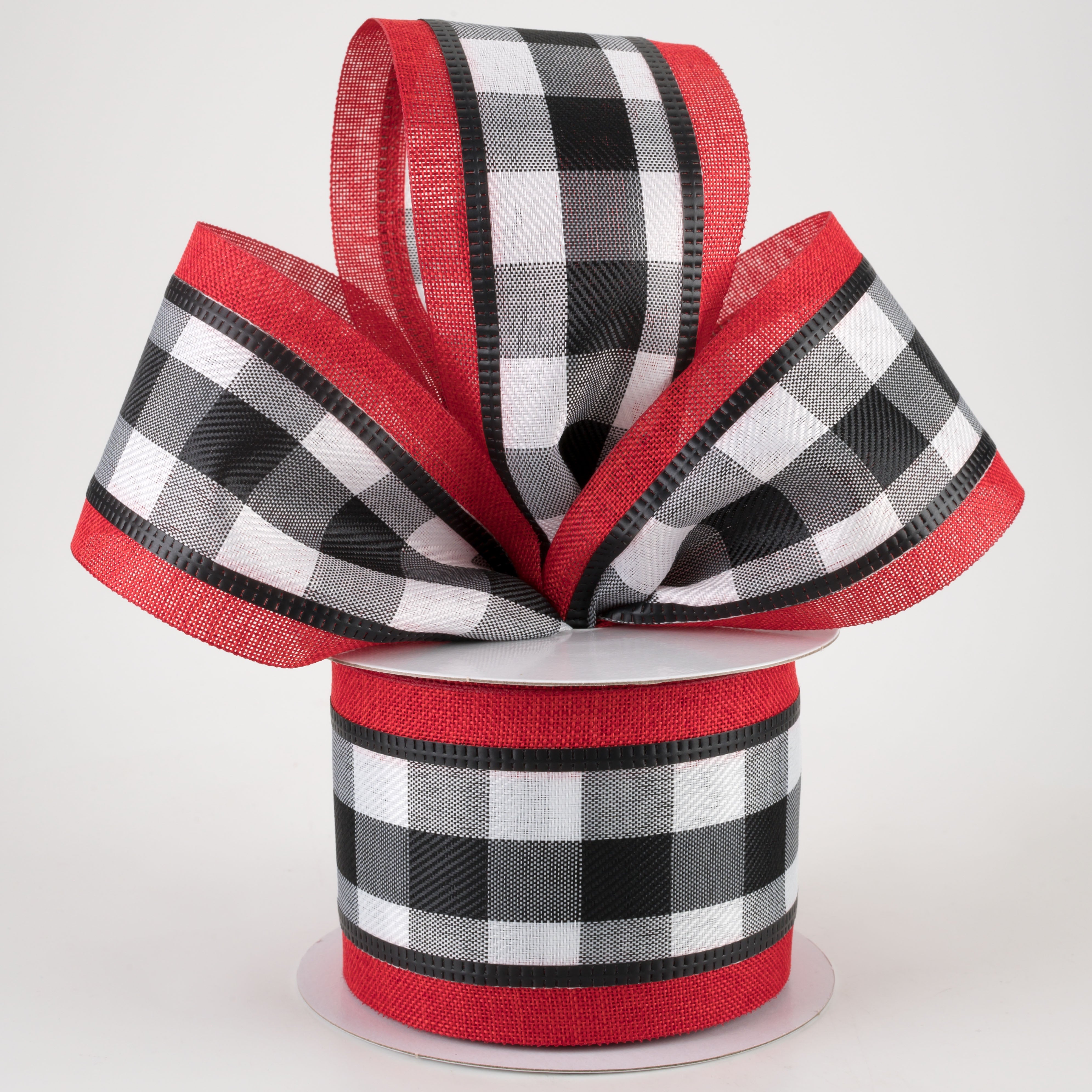 2.5" Buffalo Plaid Center & Linen Edge Ribbon: Red (10 Yards) Lifestyle Photo