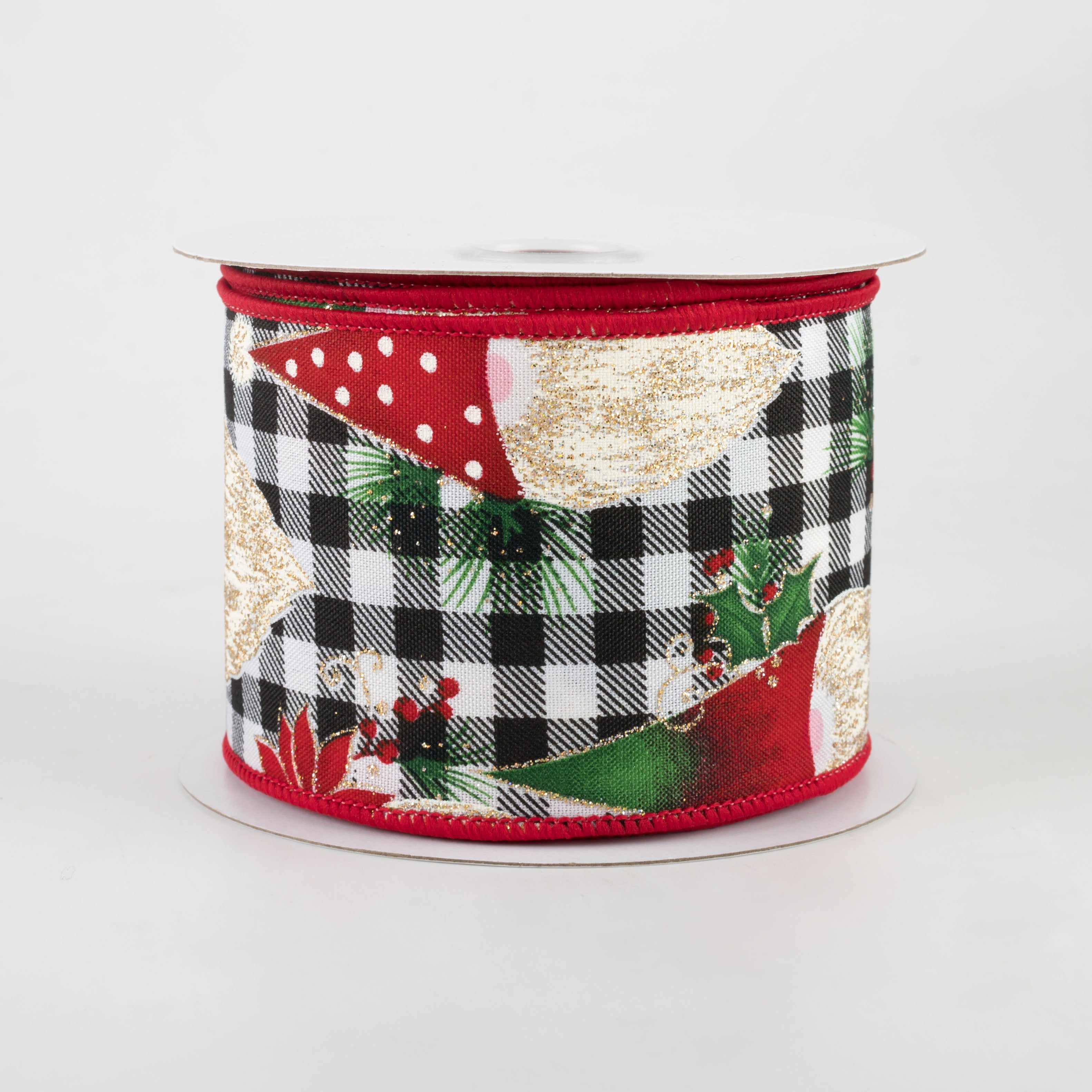 2.5" Buffalo Plaid Christmas Gnomes Ribbon (10 Yards) Item Number: 78109-40-21