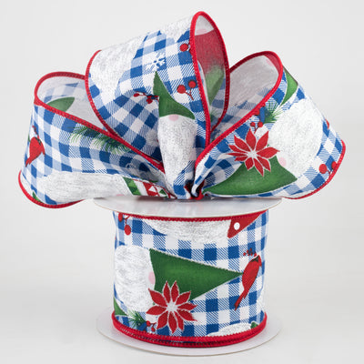 2.5" Buffalo Plaid Christmas Gnomes Ribbon: Royal Blue & White (10 Yards) Lifestyle Photo