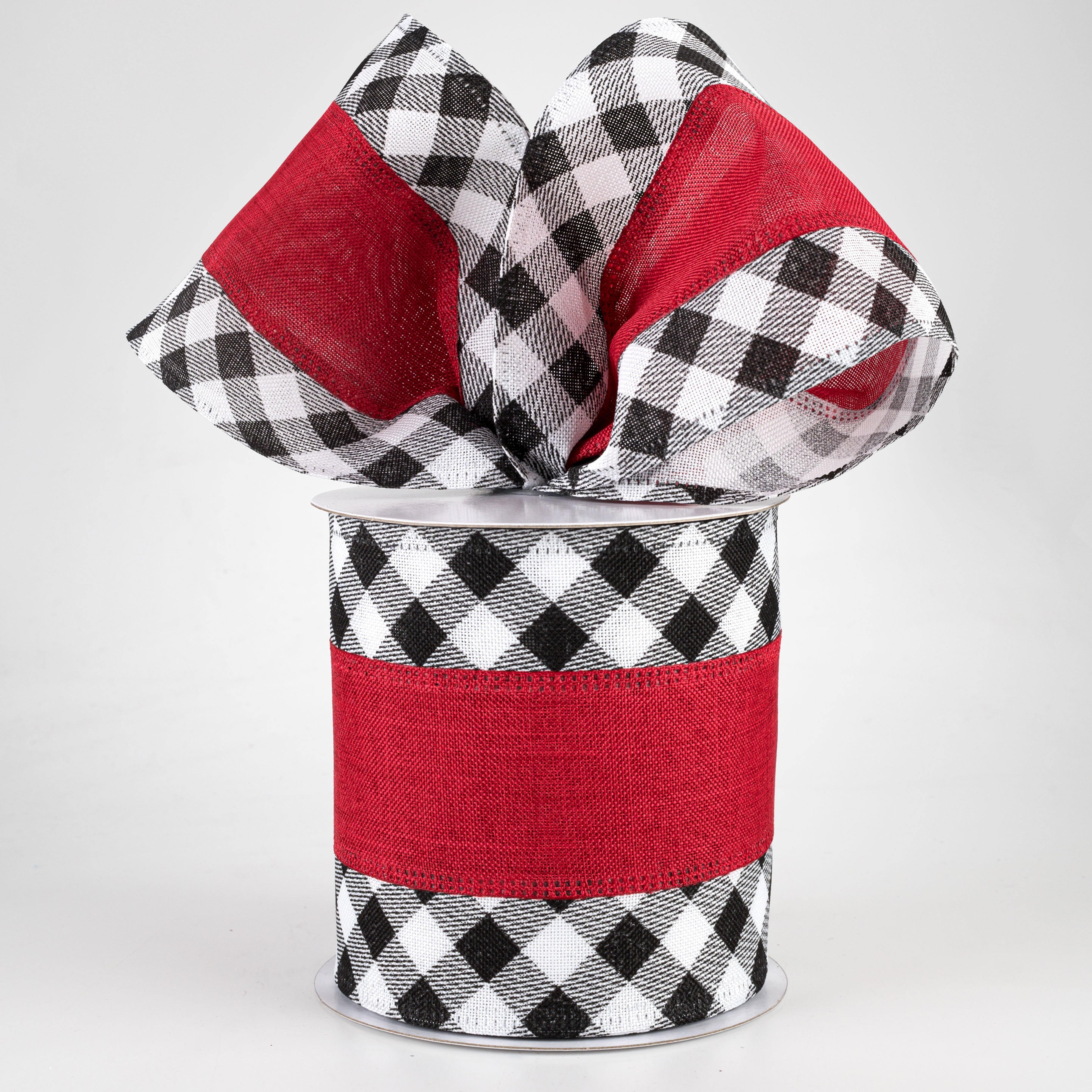 4" Buffalo Plaid Edge & Red Center Ribbon (10 Yards) Lifestyle Photo