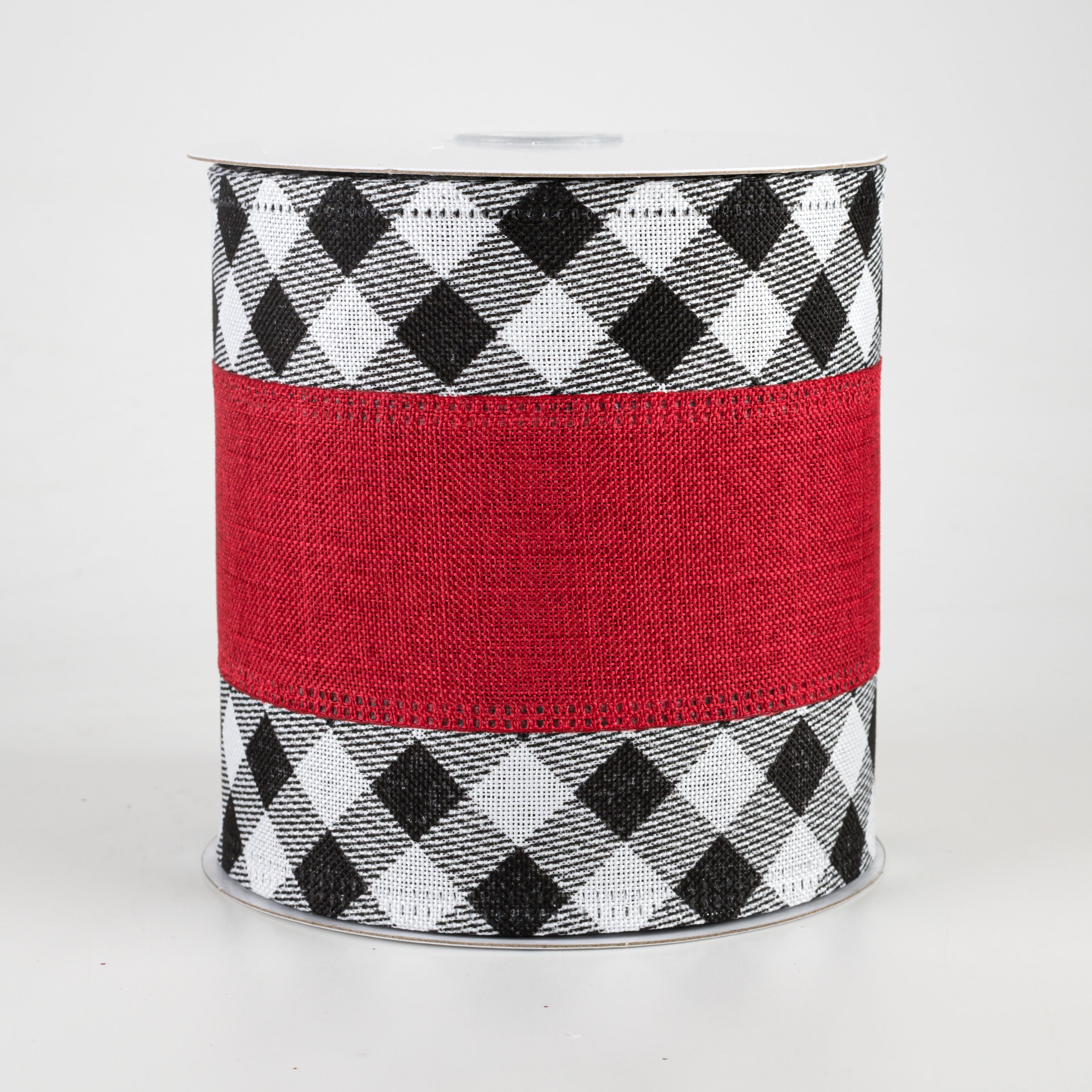 4" Buffalo Plaid Edge & Red Center Ribbon (10 Yards) Item Number: 75029-04-20