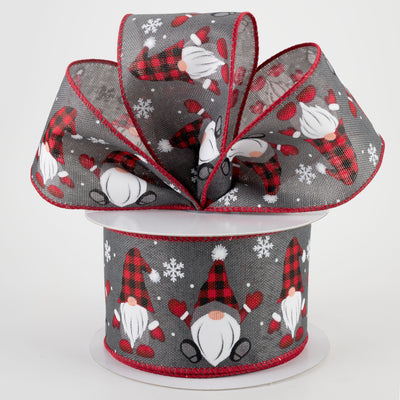 2.5" Buffalo Plaid Gnome Hat Ribbon: Grey (10 Yards) Lifestyle Photo