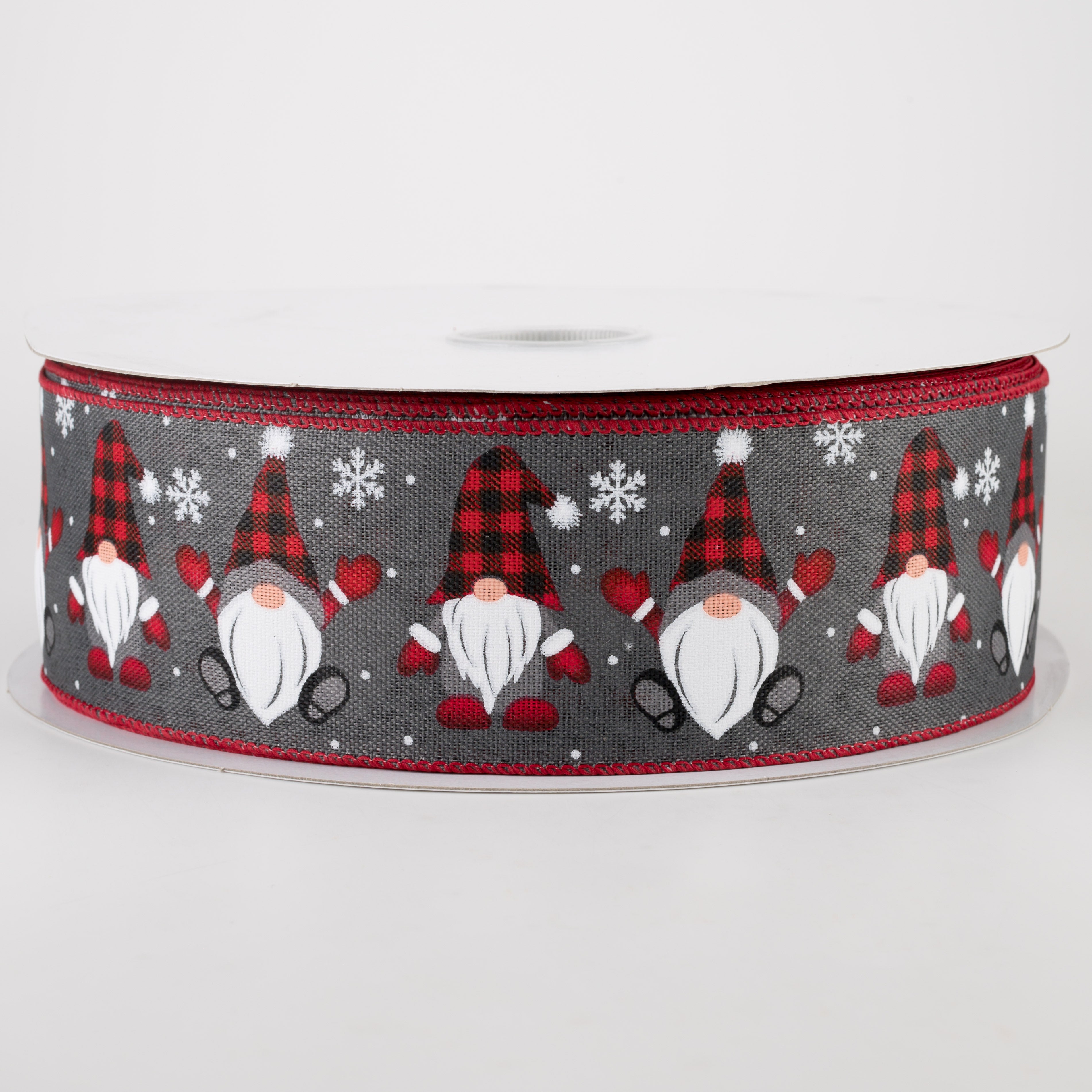 2.5" Buffalo Plaid Gnome Hat Ribbon: Grey (50 Yards)