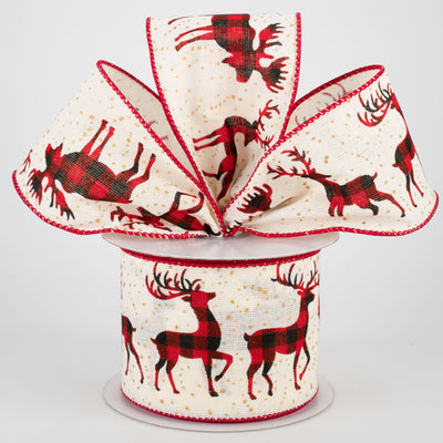 2.5" Buffalo Plaid Ribbon: Deer & Moose (10 Yards) Lifestyle Photo