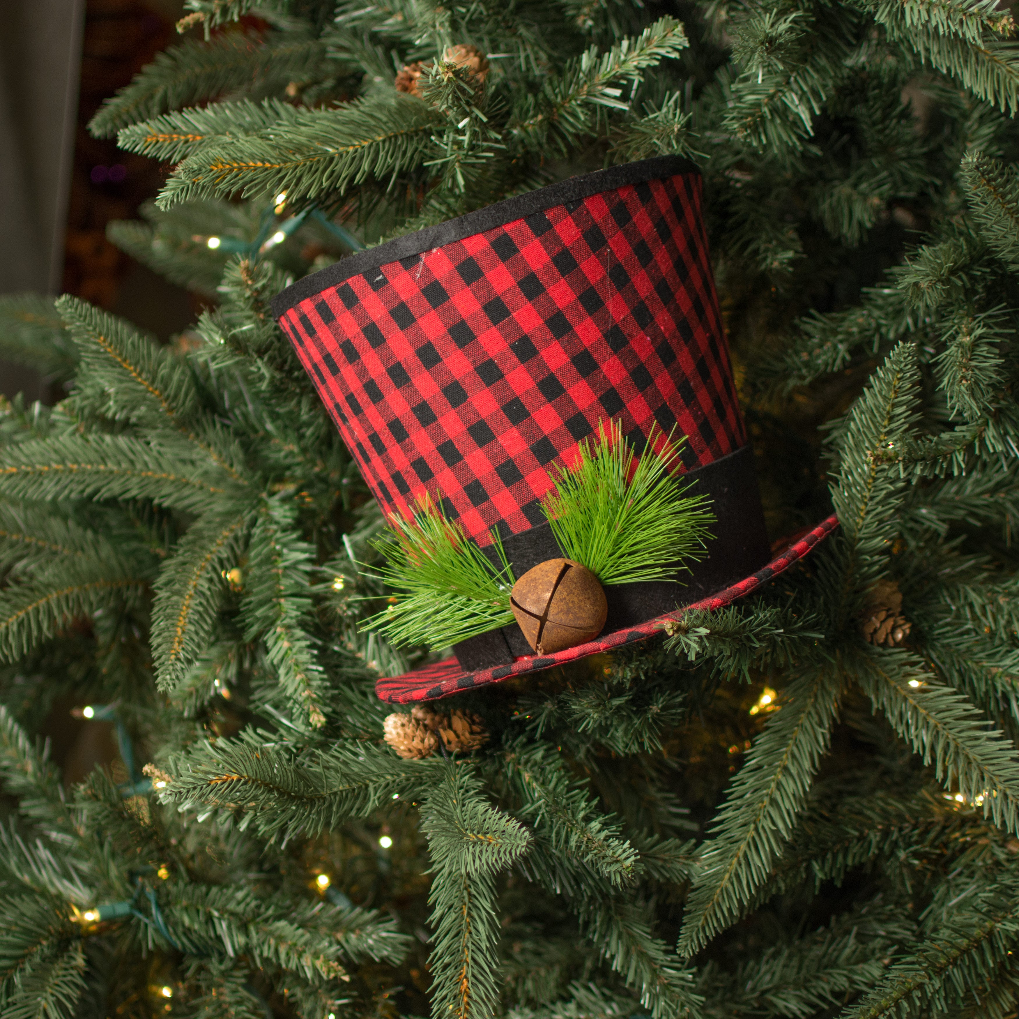 10" Buffalo Plaid Top Hat Decoration Lifestyle Photo
