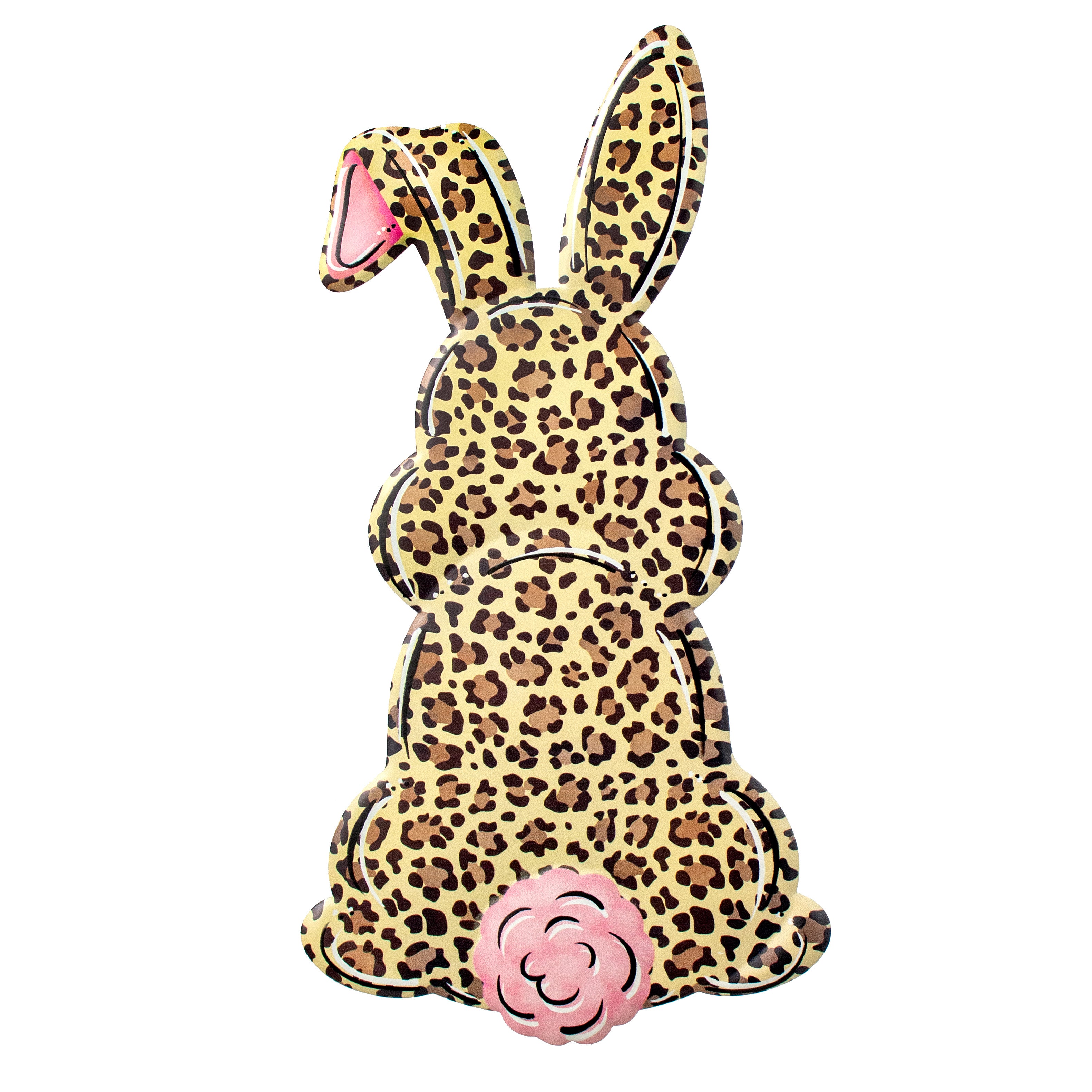 15" Bunny Bottom Embossed Metal Hanger: Leopard Item Number: MD1121