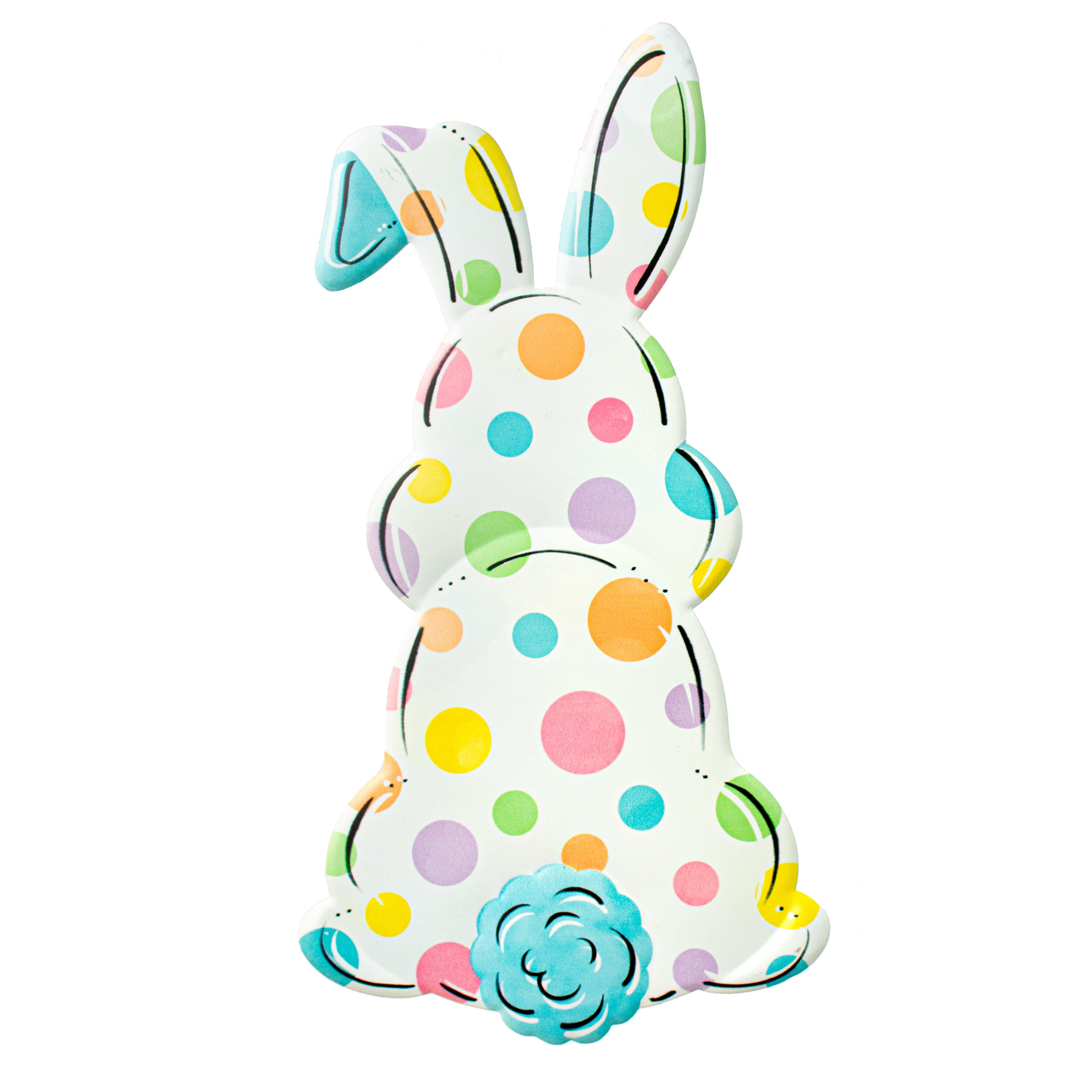 15" Bunny Bottom Embossed Metal Hanger: White & Pastel Item Number: MD1123