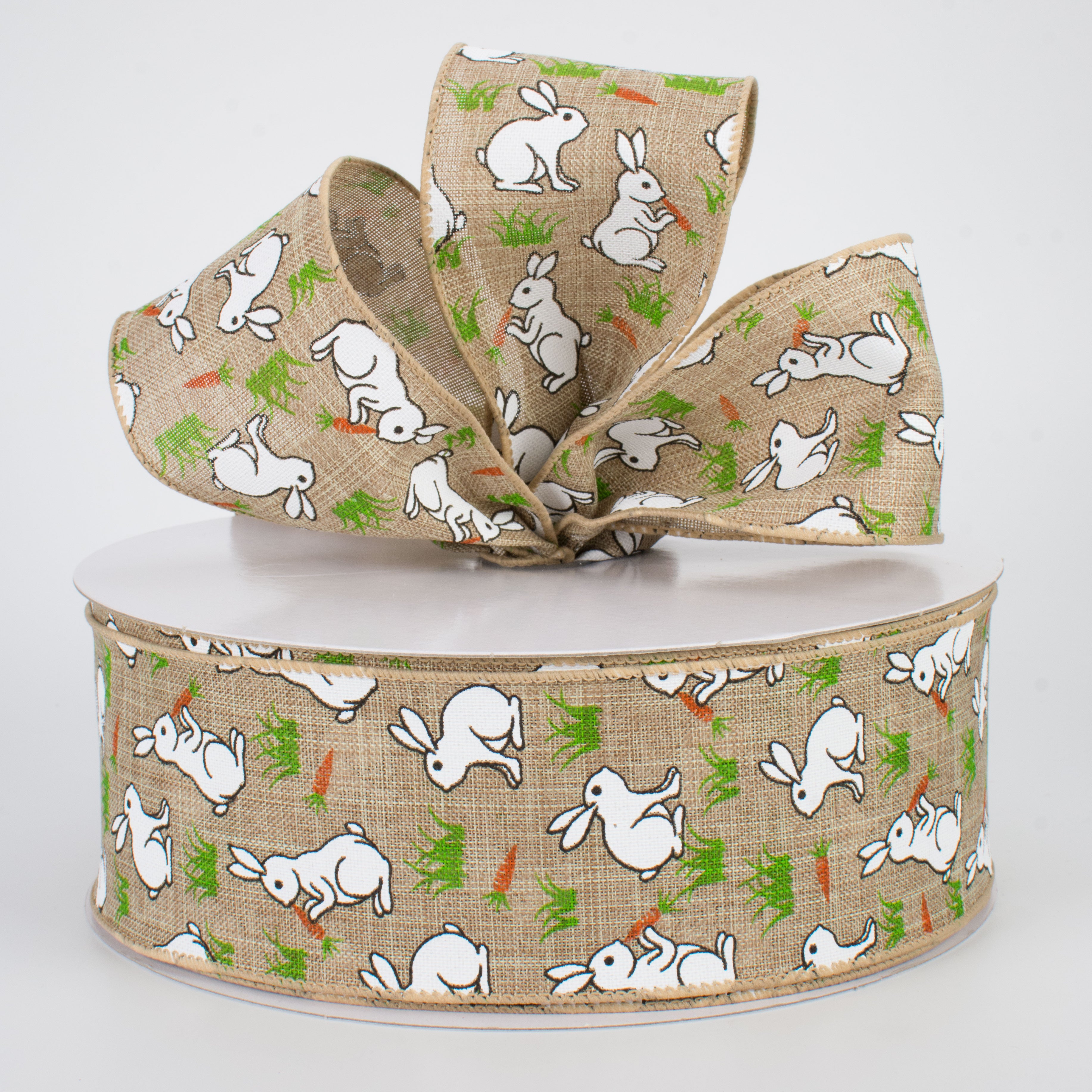 2.5" Bunny & Carrots Ribbon: Natural (50 Yards) Lifestyle Photo