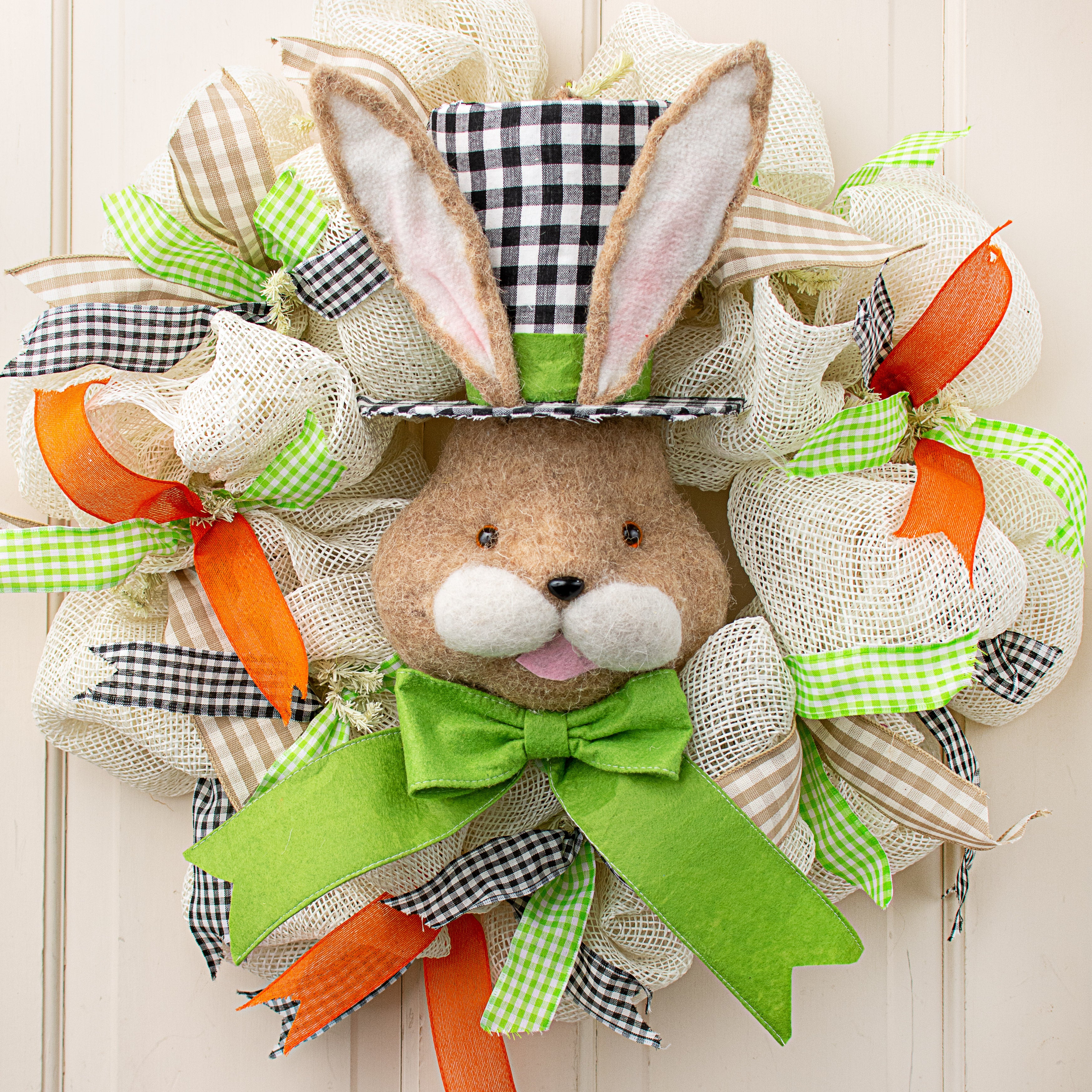 22" Bunny With Check Top Hat Ornament Lifestyle Photo