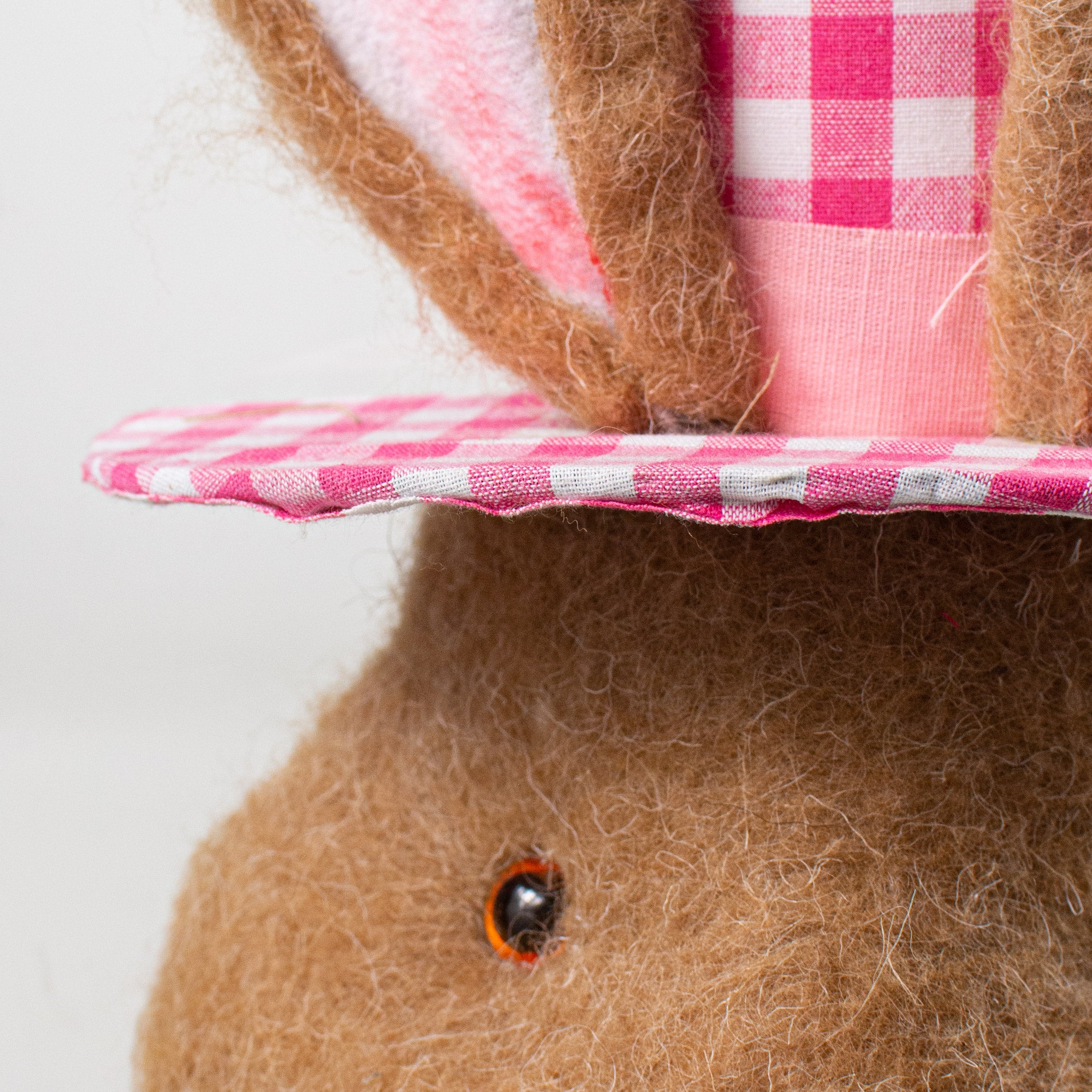 22" Bunny With Check Top Hat Ornament: Pink detail photo 4