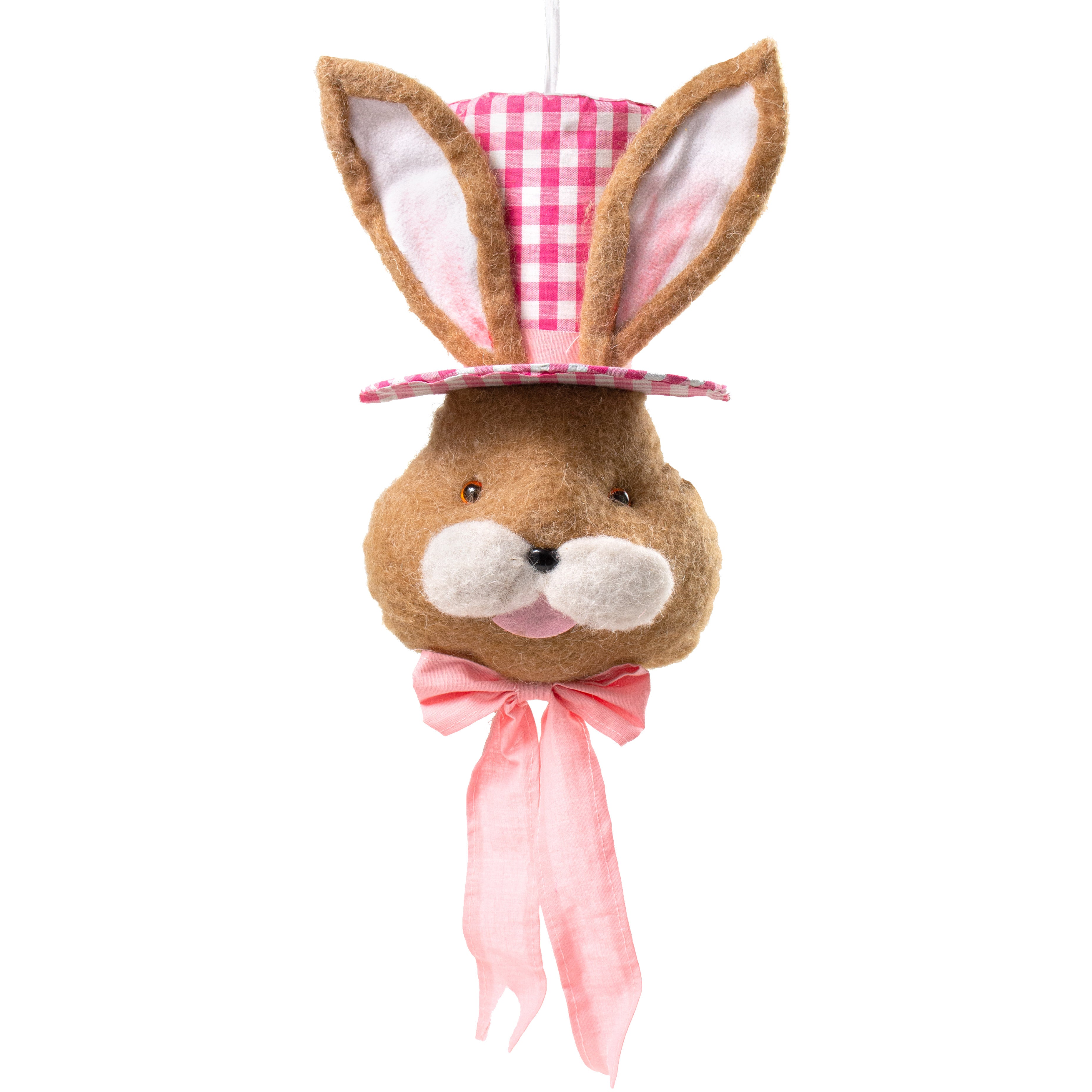 22" Bunny With Check Top Hat Ornament: Pink Item Number: 62801PK