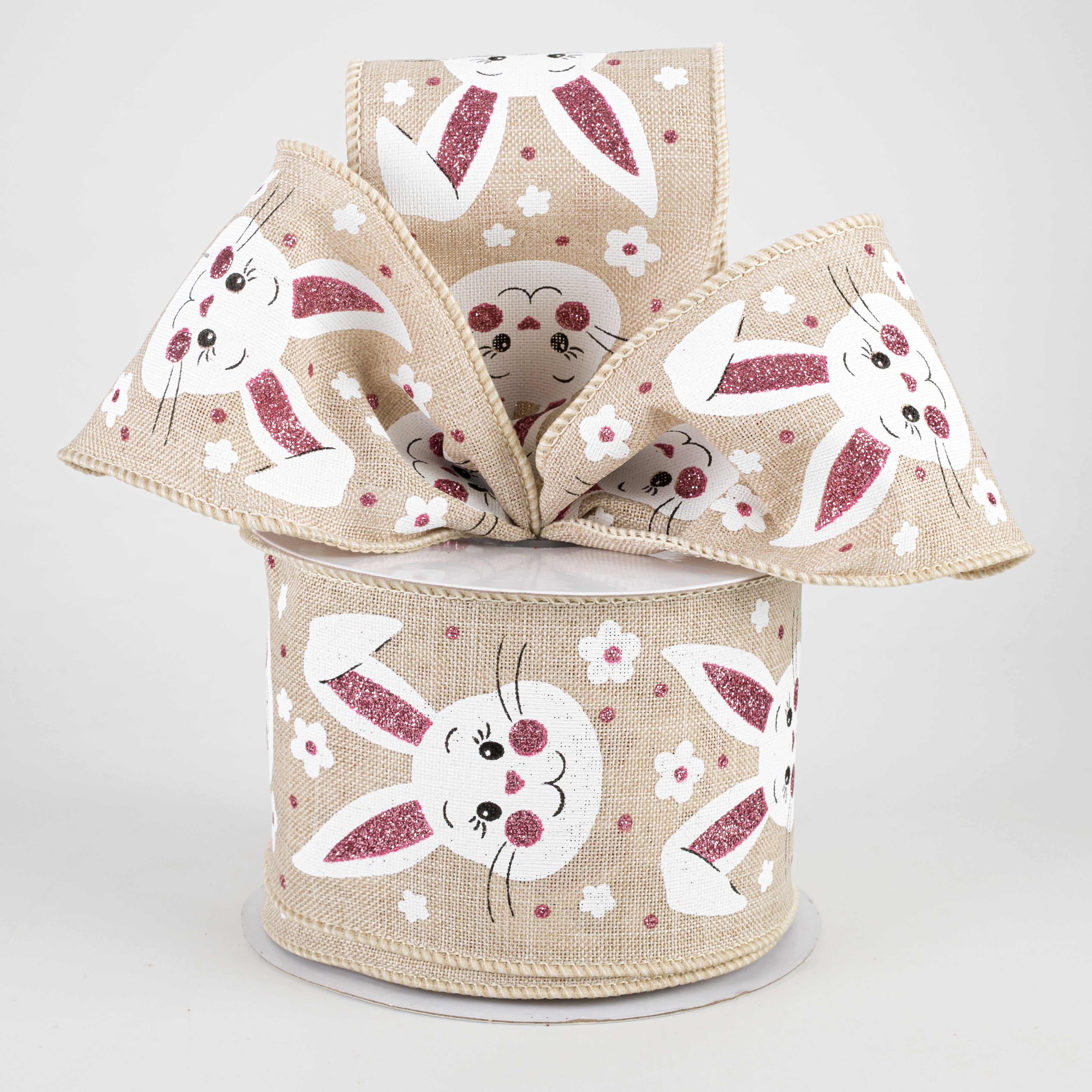 2.5" Bunny Faces Ribbon: Light Natural (10 Yards) Lifestyle Photo