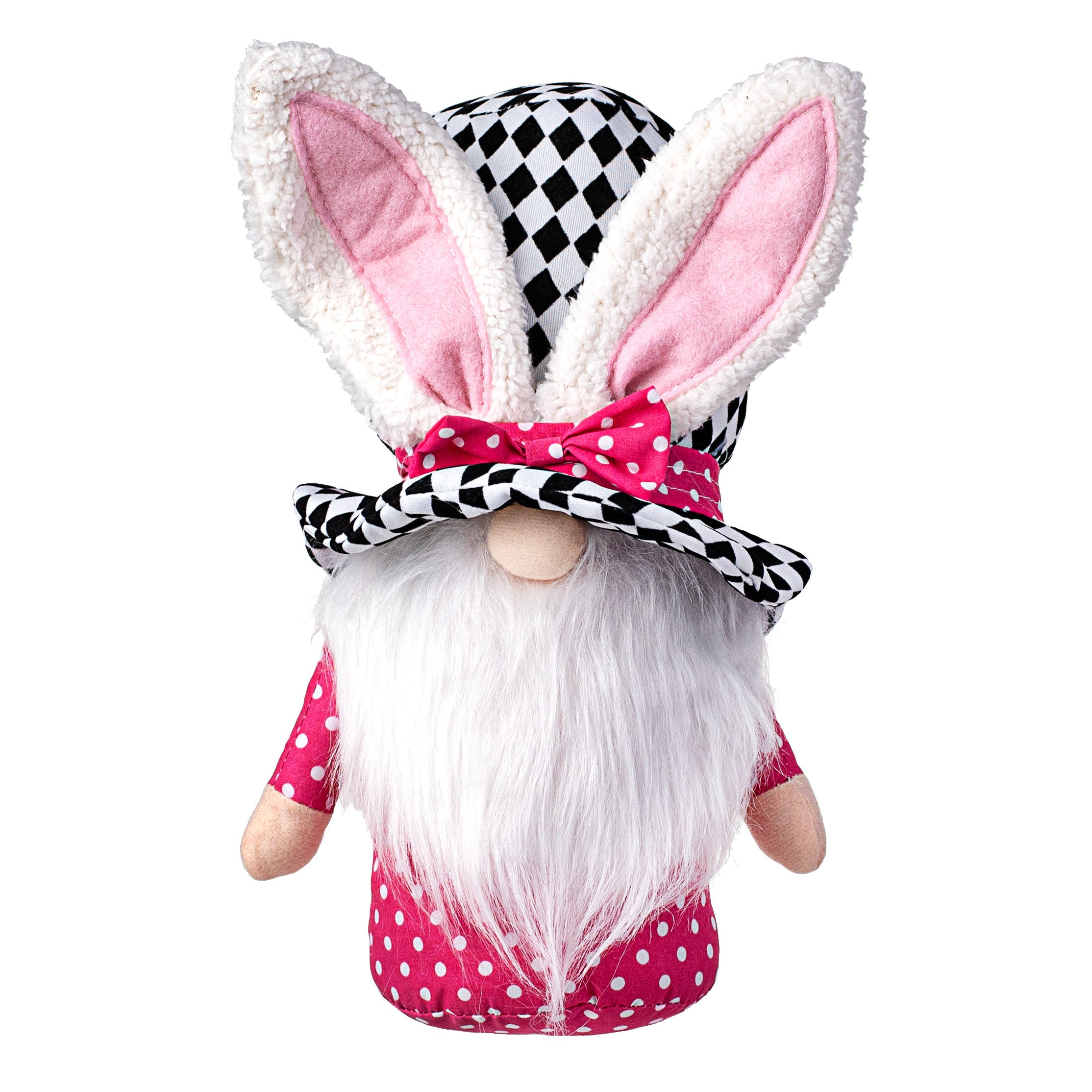 13" Bunny Harlequin Top Hat Gnome: Hot Pink Item Number: 62841BT