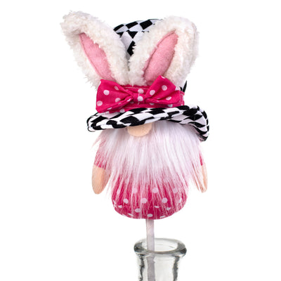 20" Bunny Harlequin Top Hat Gnome Pick: Fuchsia Pink Item Number: 62842BT