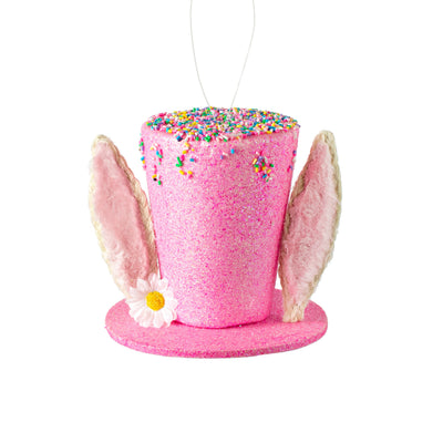5.5" Bunny Top Hat Ornament: Pink Dipped Sprinkles Item Number: 63848-PK