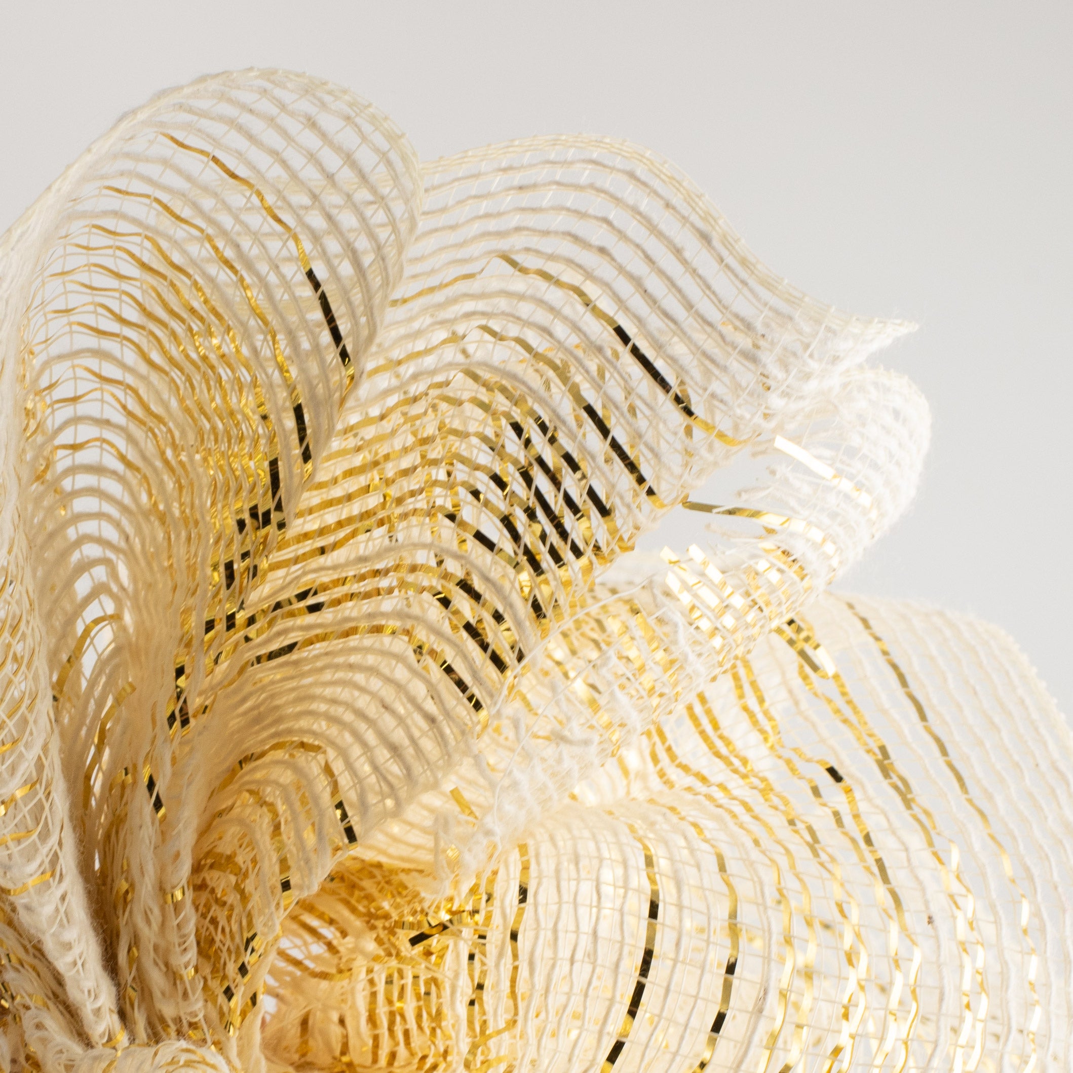 10" Burlap Deco Mesh: Cotton & Metallic Gold Ombré Lifestyle Photo