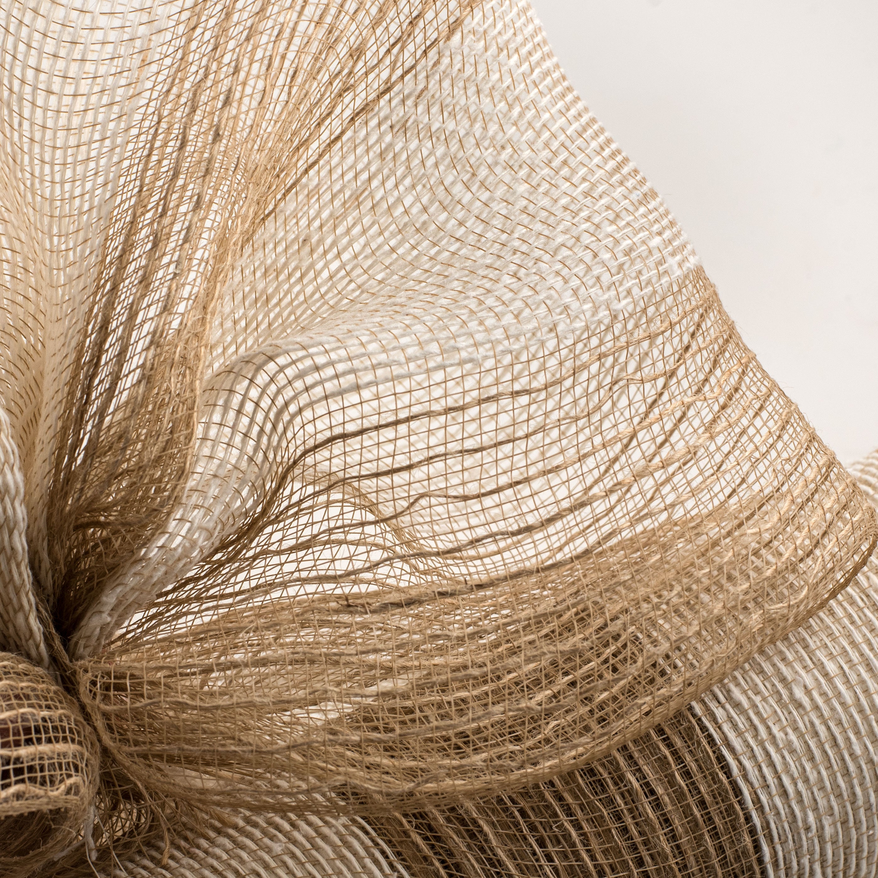 21" Burlap Deco Mesh: Ivory & Jute Thick Stripes Lifestyle Photo