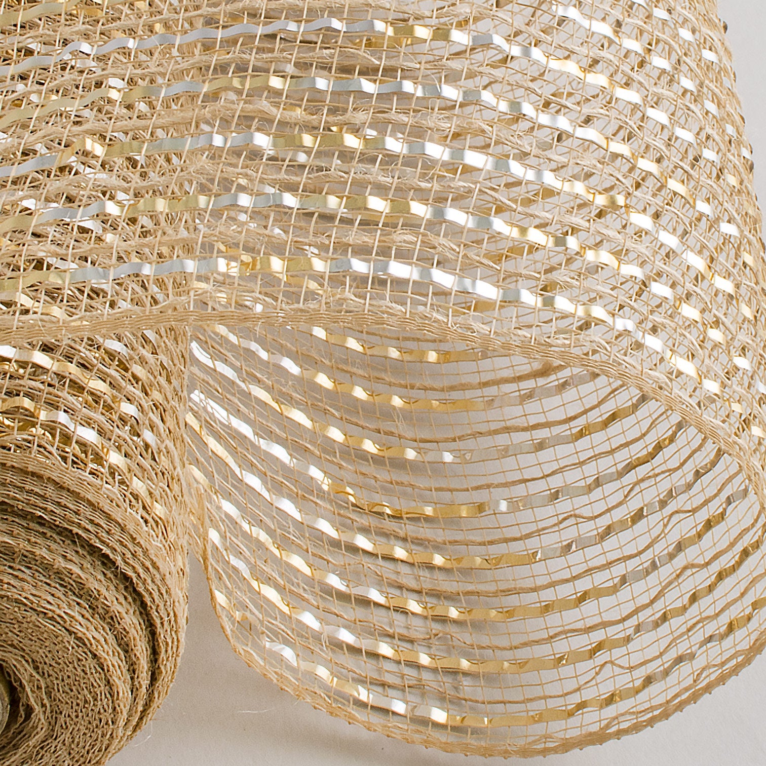 21" Burlap Deco Mesh: Metallic Champagne Lifestyle Photo