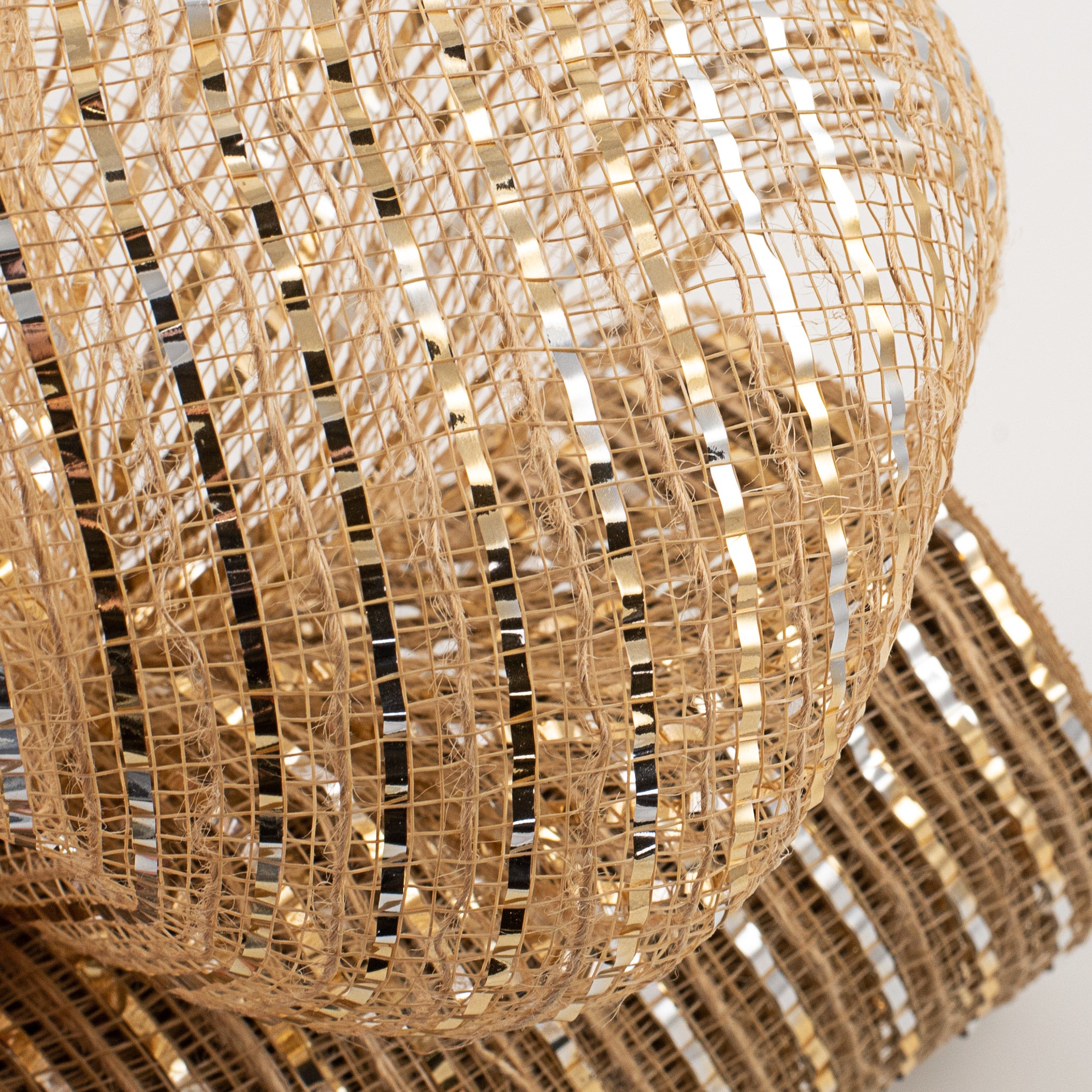 10" Burlap Deco Mesh: Metallic Champagne Lifestyle Photo