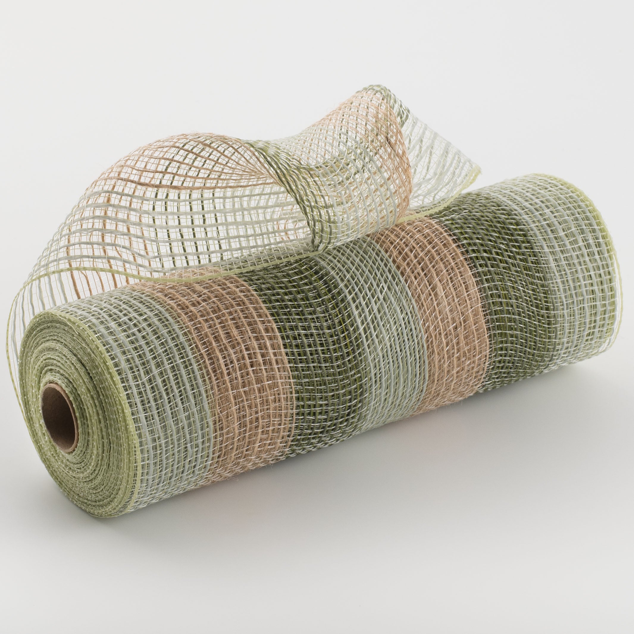 10" Burlap Deco Mesh: Moss, Sage & Natural Jute Stripes Item Number: XB107510-08