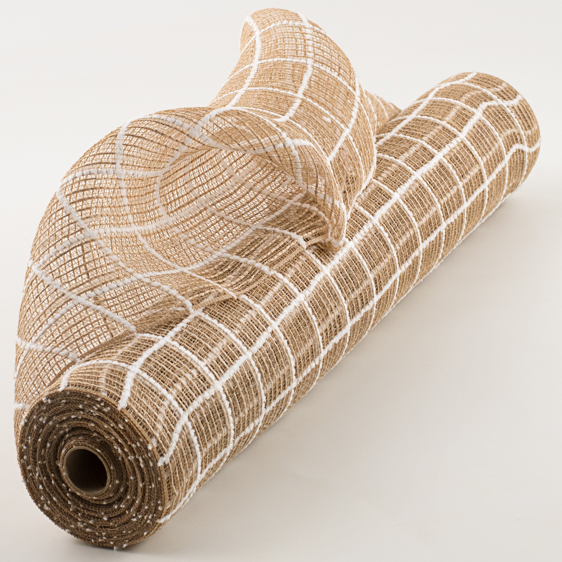 21" Burlap Fuzzy Grid Mesh: Natural & White Item Number: 4710631776217