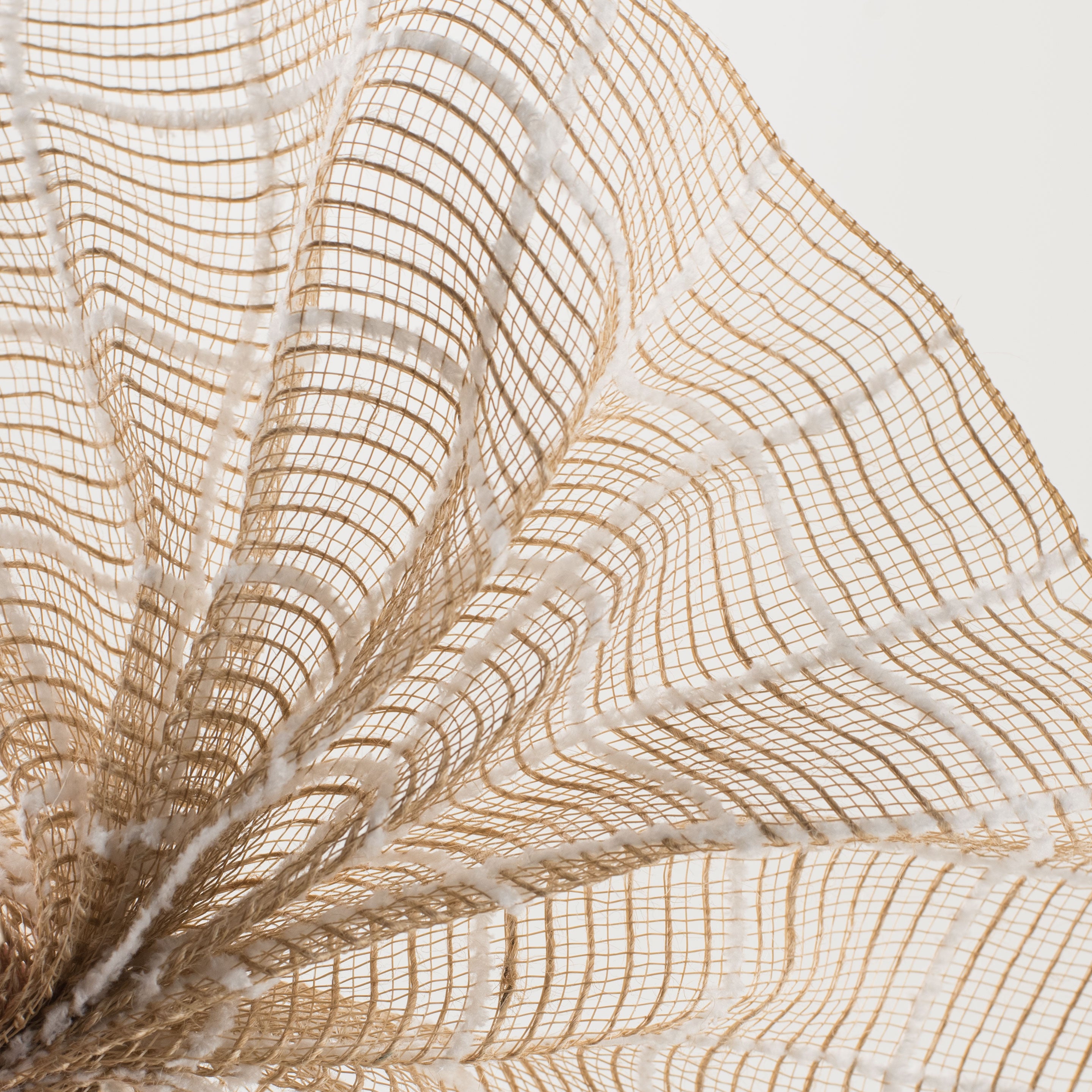 10" Burlap Fuzzy Grid Mesh: Natural & White Lifestyle Photo