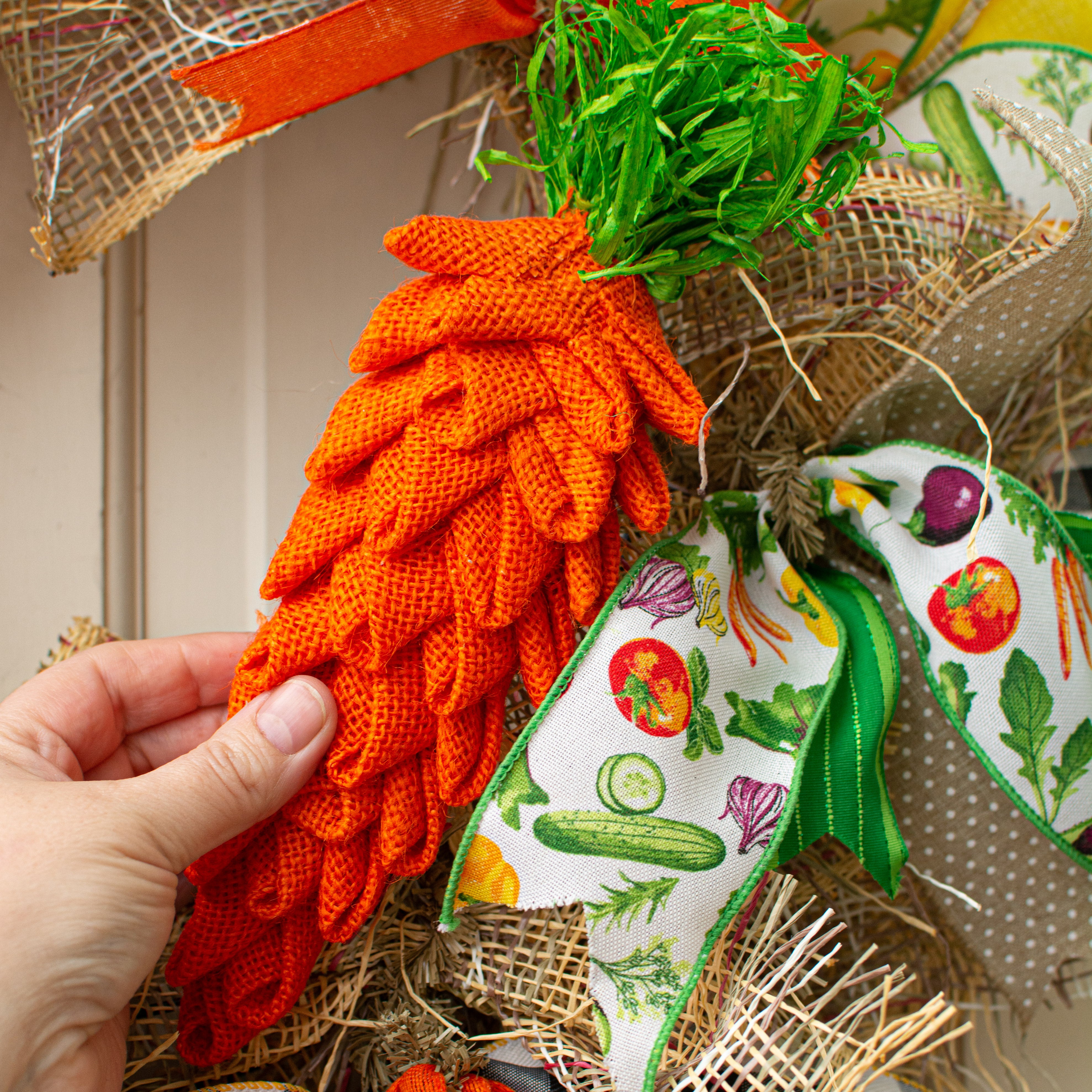 11" Burlap & Grass Carrot Ornament Lifestyle Photo