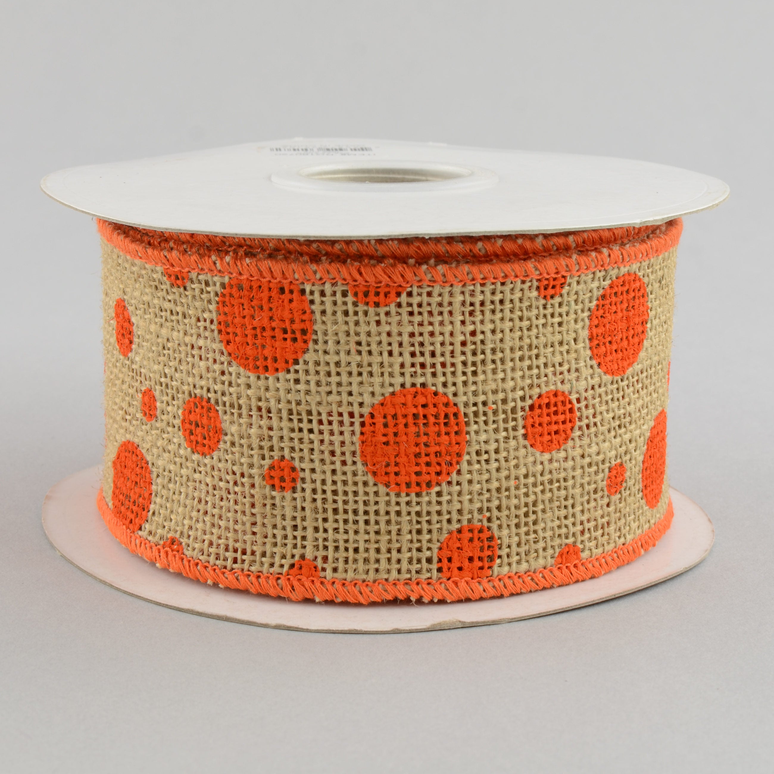 2.5" Burlap Polka Dot Ribbon: Orange (10 Yards)