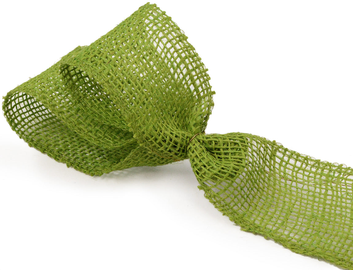2.5" Burlap Ribbon: Apple Green (10 Yards) detail photo 4