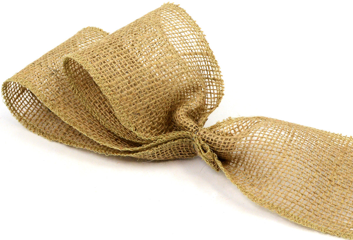 4" Burlap Ribbon: Natural (10 Yards) detail photo 3