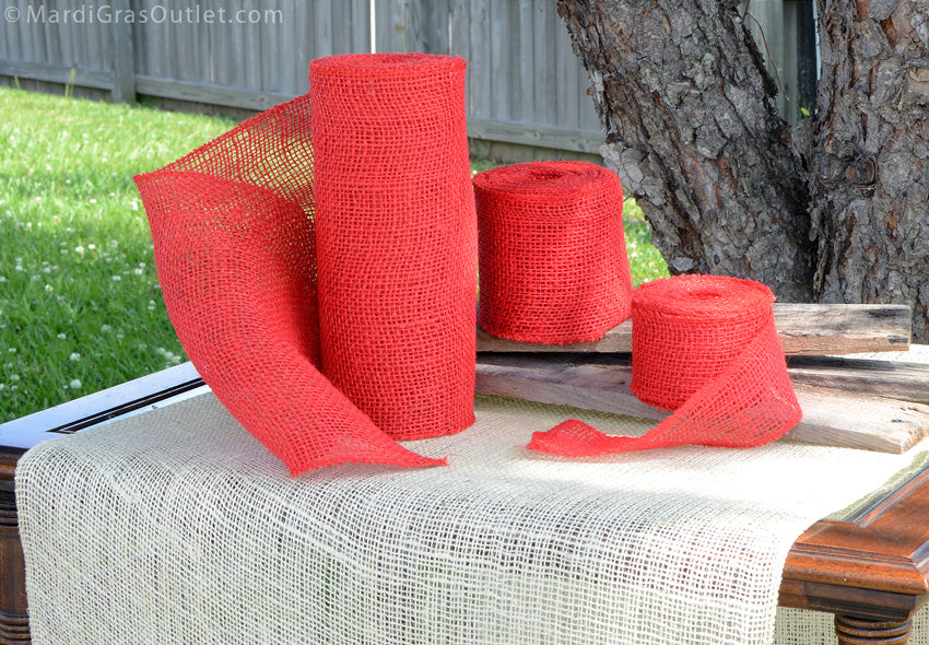 9" Burlap Ribbon: Red (10 Yards) detail photo 3