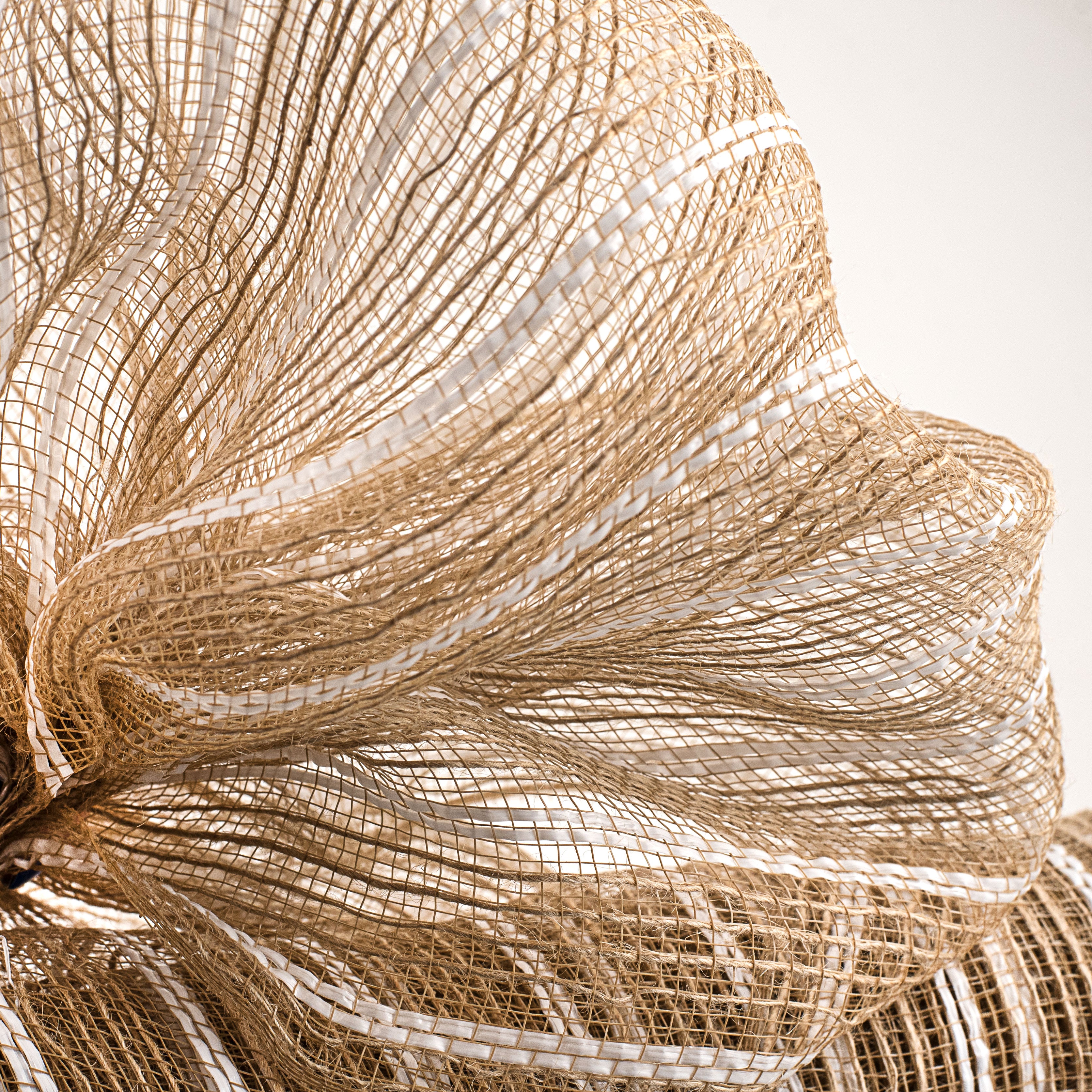 21" Burlap Stripe Mesh: White (10 Yards) Lifestyle Photo