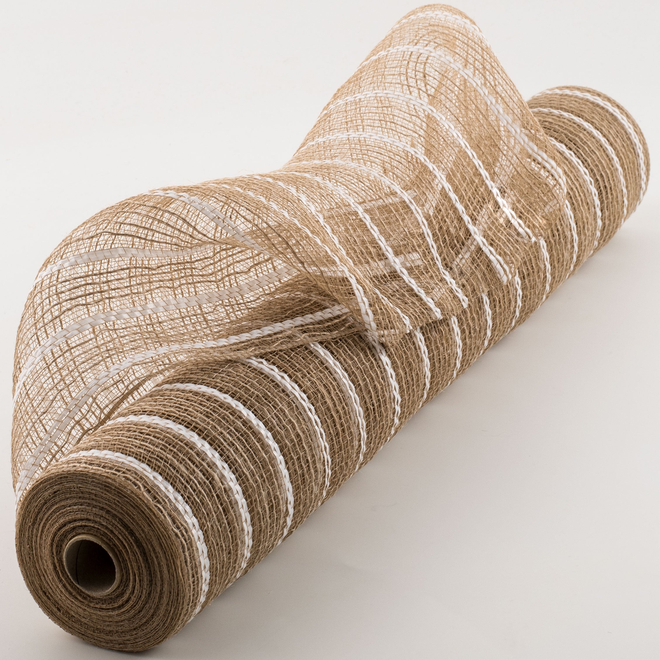 21" Burlap Stripe Mesh: White (10 Yards) Item Number: XB955-01