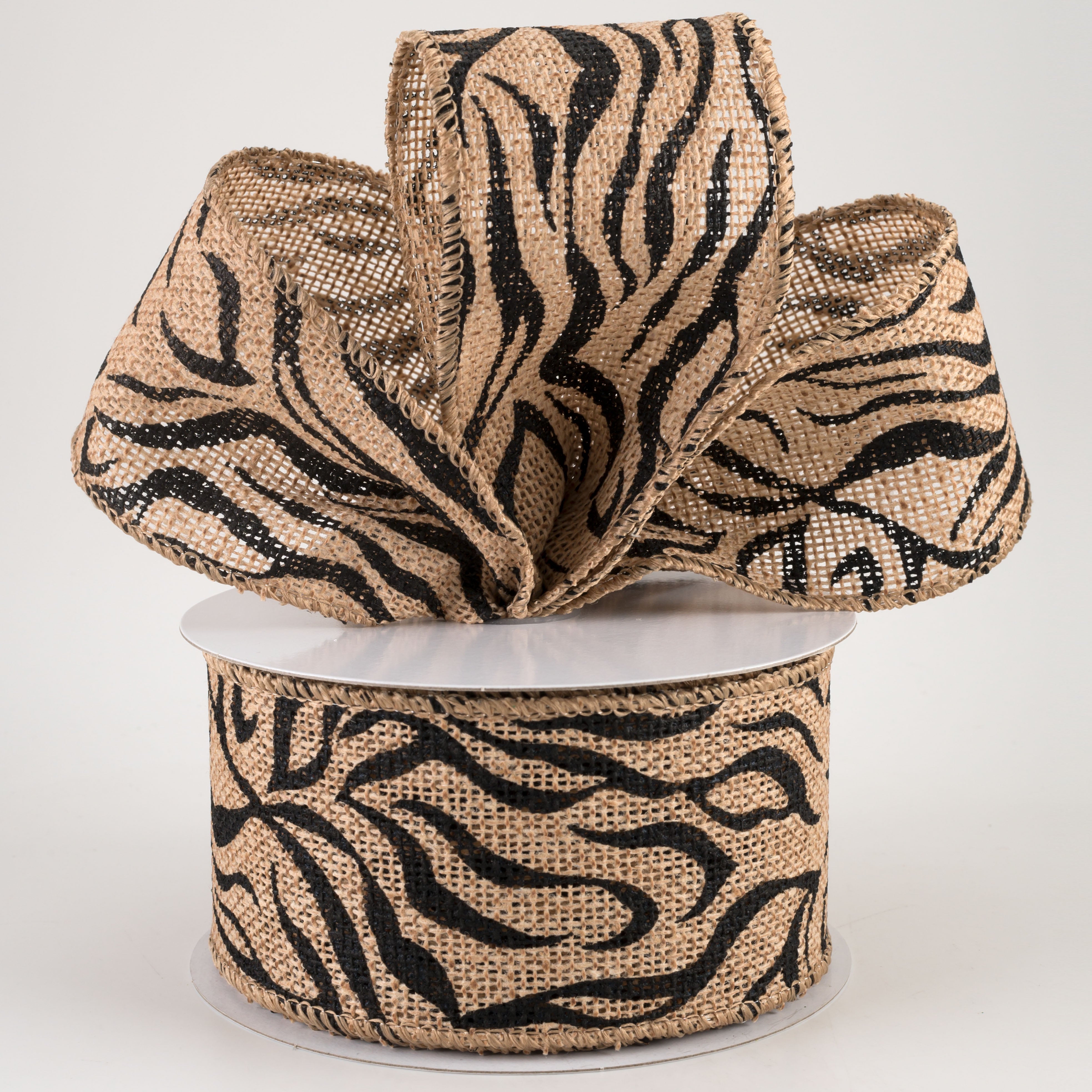 2.5" Burlap Zebra Stripes Ribbon: Natural (10 Yards) Lifestyle Photo