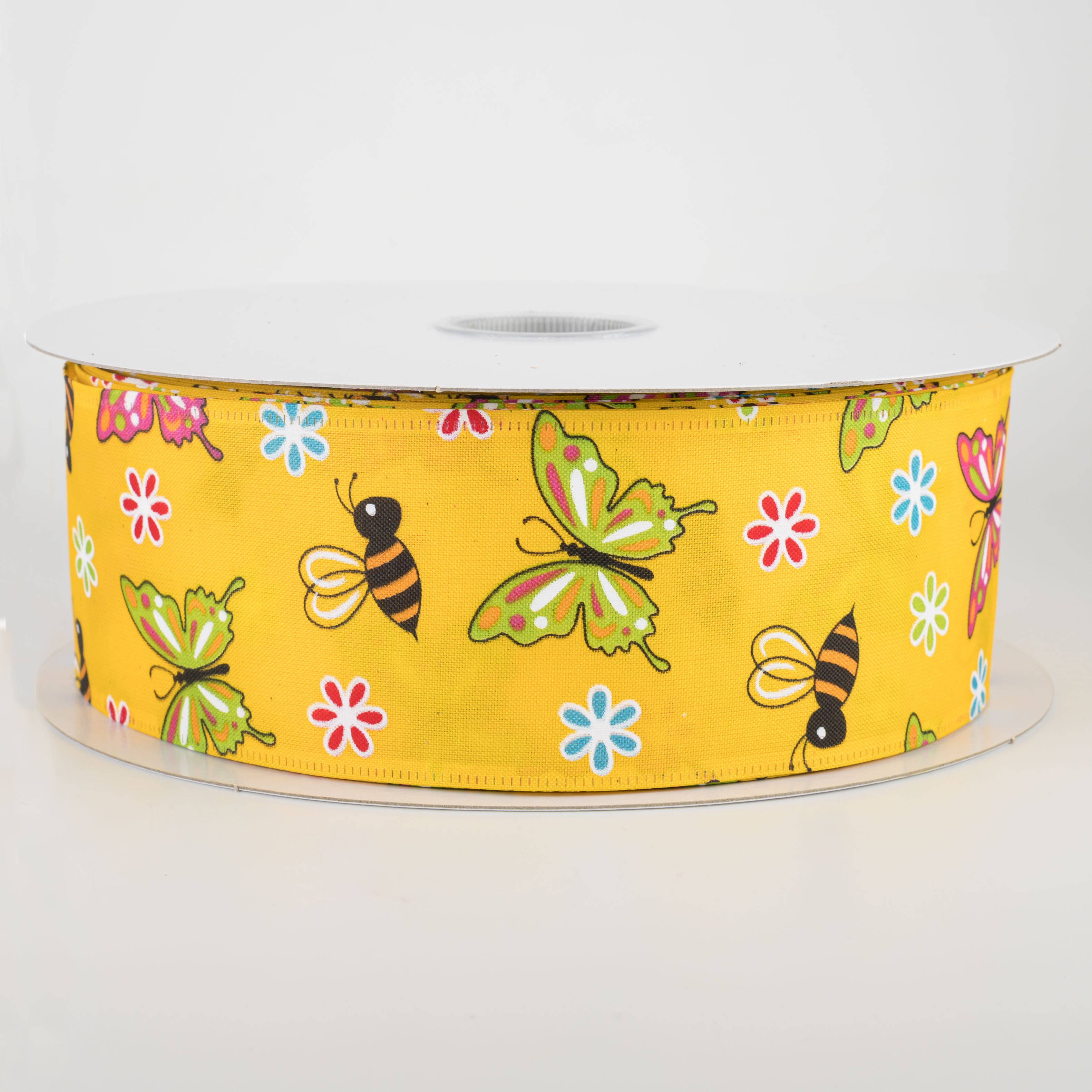 2.5" Butterflies & Bees Ribbon: Daffodil Yellow (50 Yards)