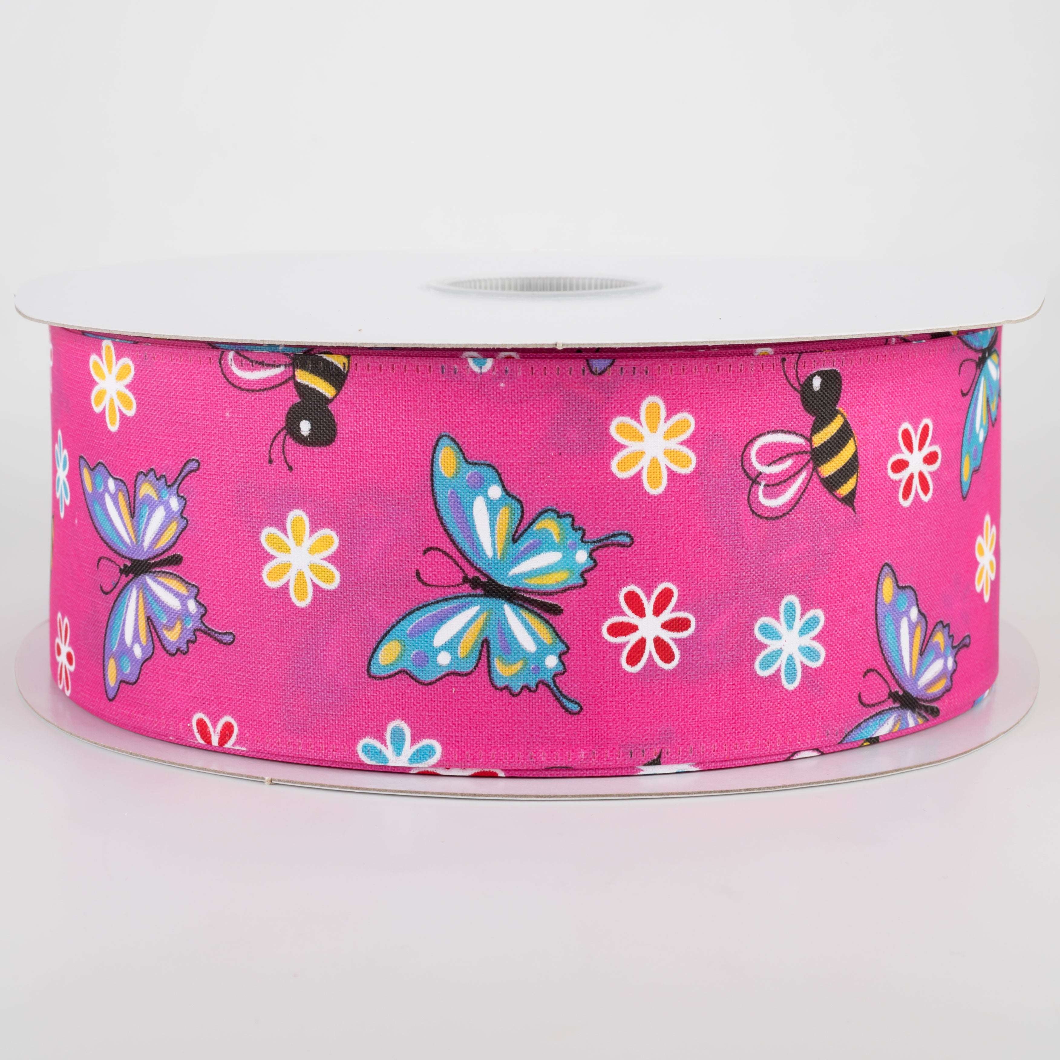 2.5" Butterflies & Bees Ribbon: Fuchsia (50 Yards) Item Number: 845-40-151