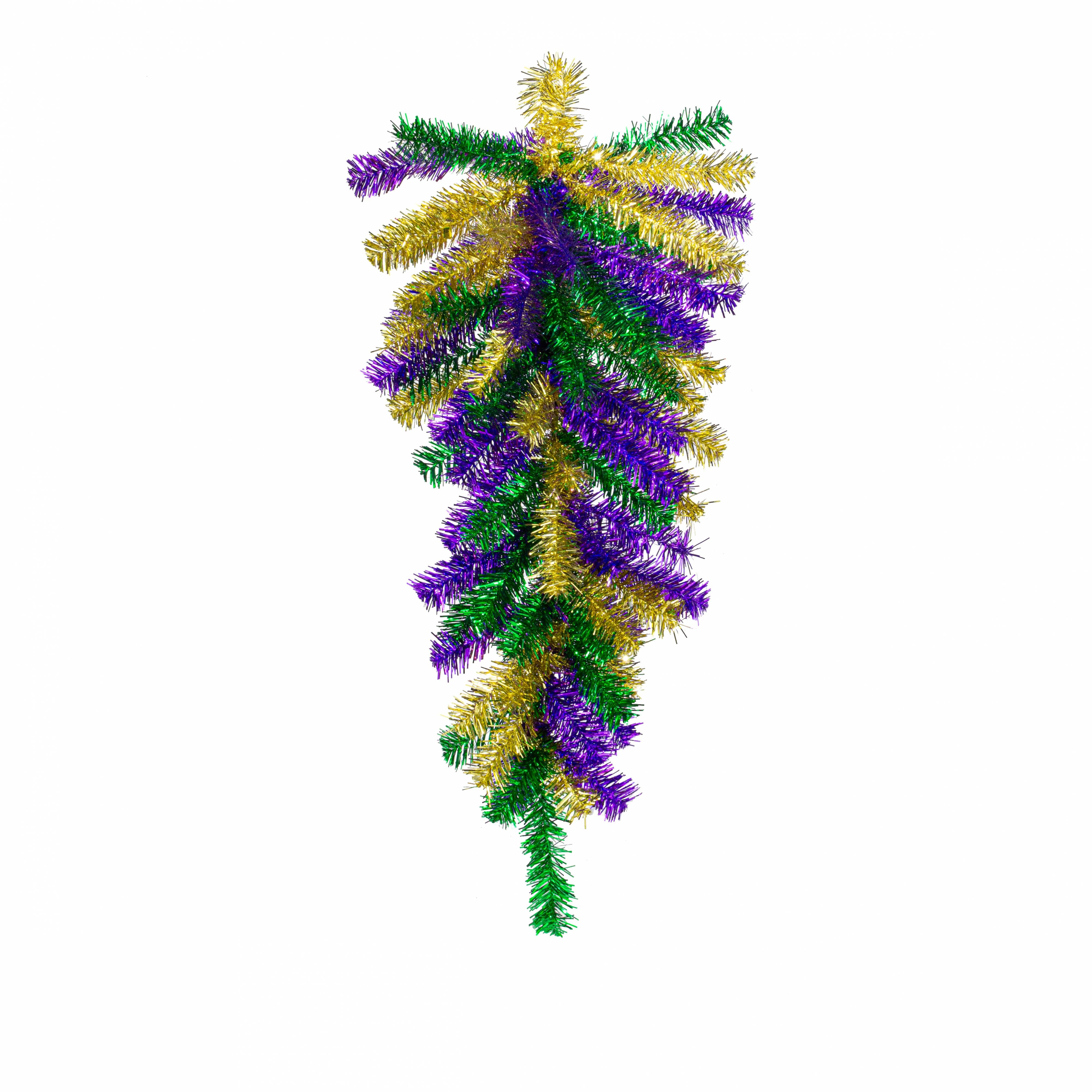 30" Pine Teardrop Swag: Metallic Mardi Gras (70 Tips)