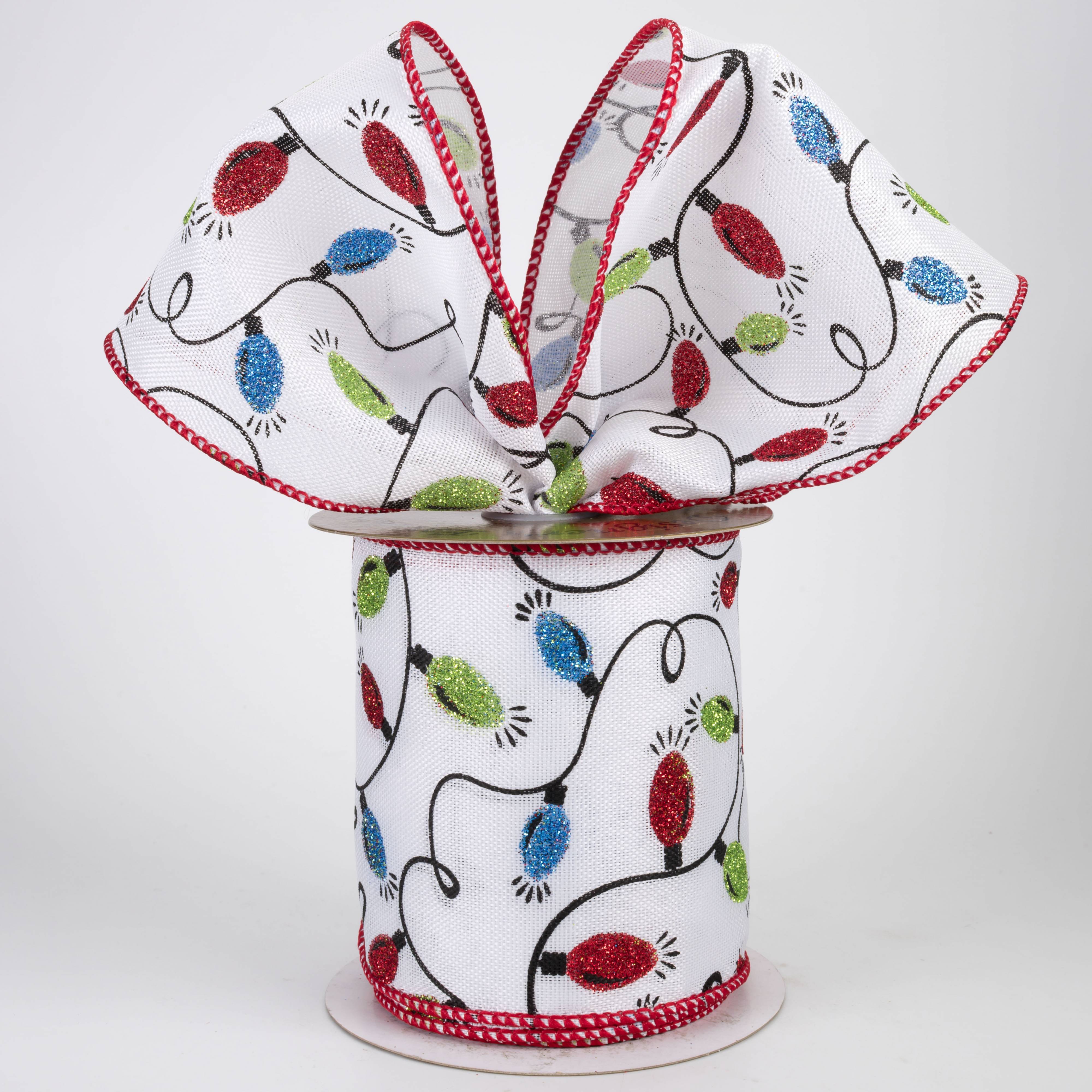 4" Glittered Christmas Light Bulb Ribbon: Multicolor (10 Yards)