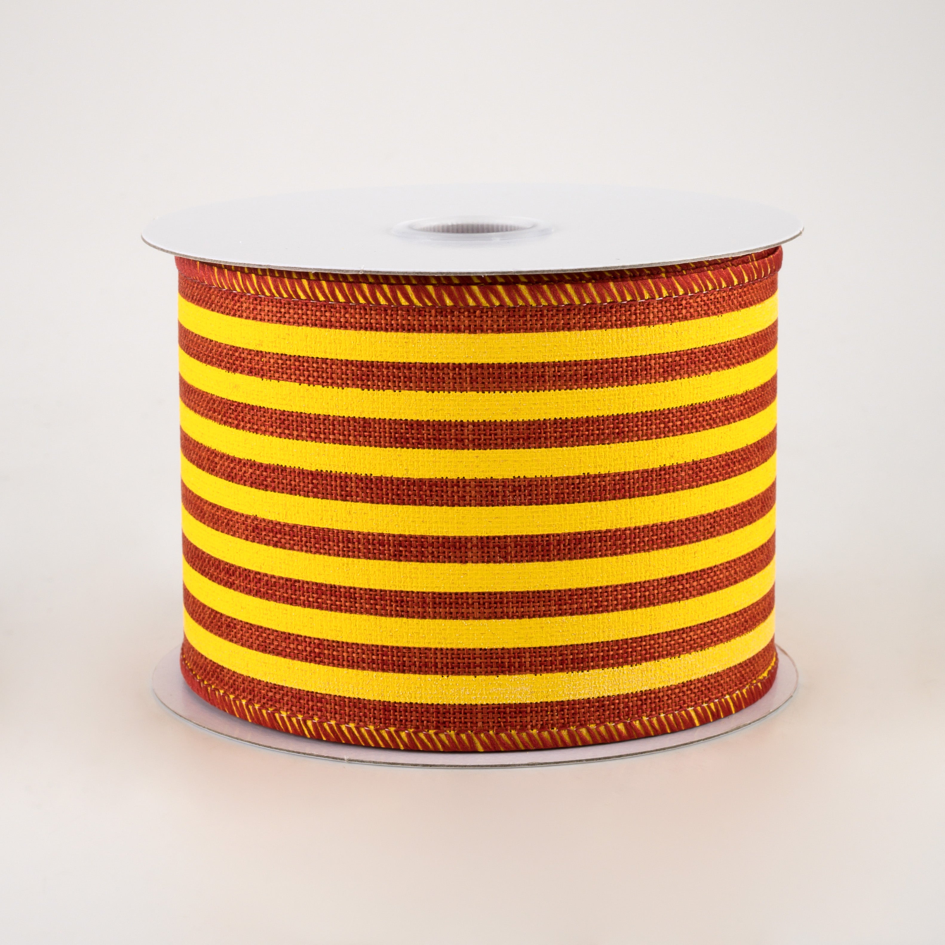2.5" Cabana Stripes Ribbon: Dark Orange & Yellow (10 Yards)
