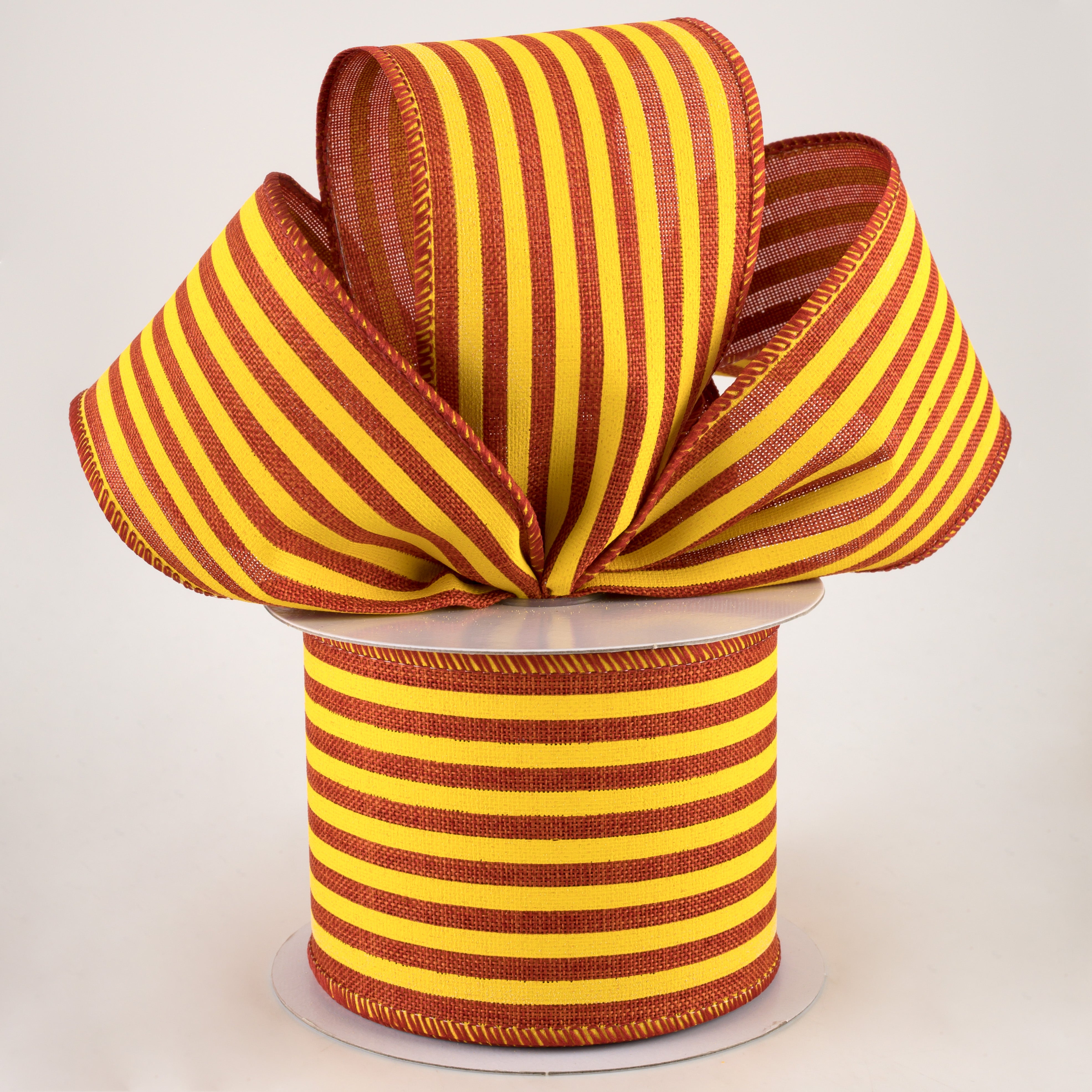 2.5" Cabana Stripes Ribbon: Dark Orange & Yellow (10 Yards) Lifestyle Photo