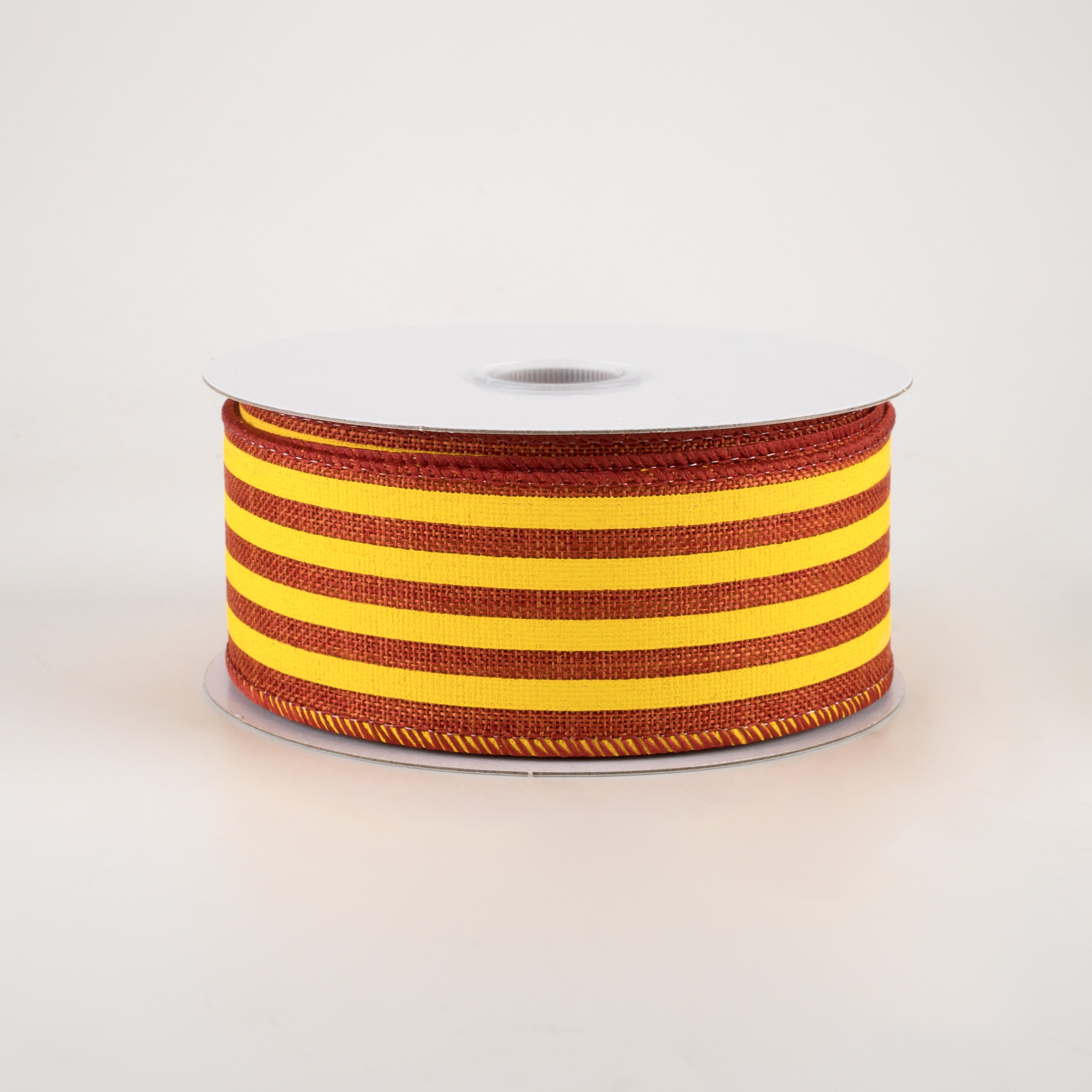 1.5" Cabana Stripes Ribbon: Dark Orange & Yellow (10 Yards)