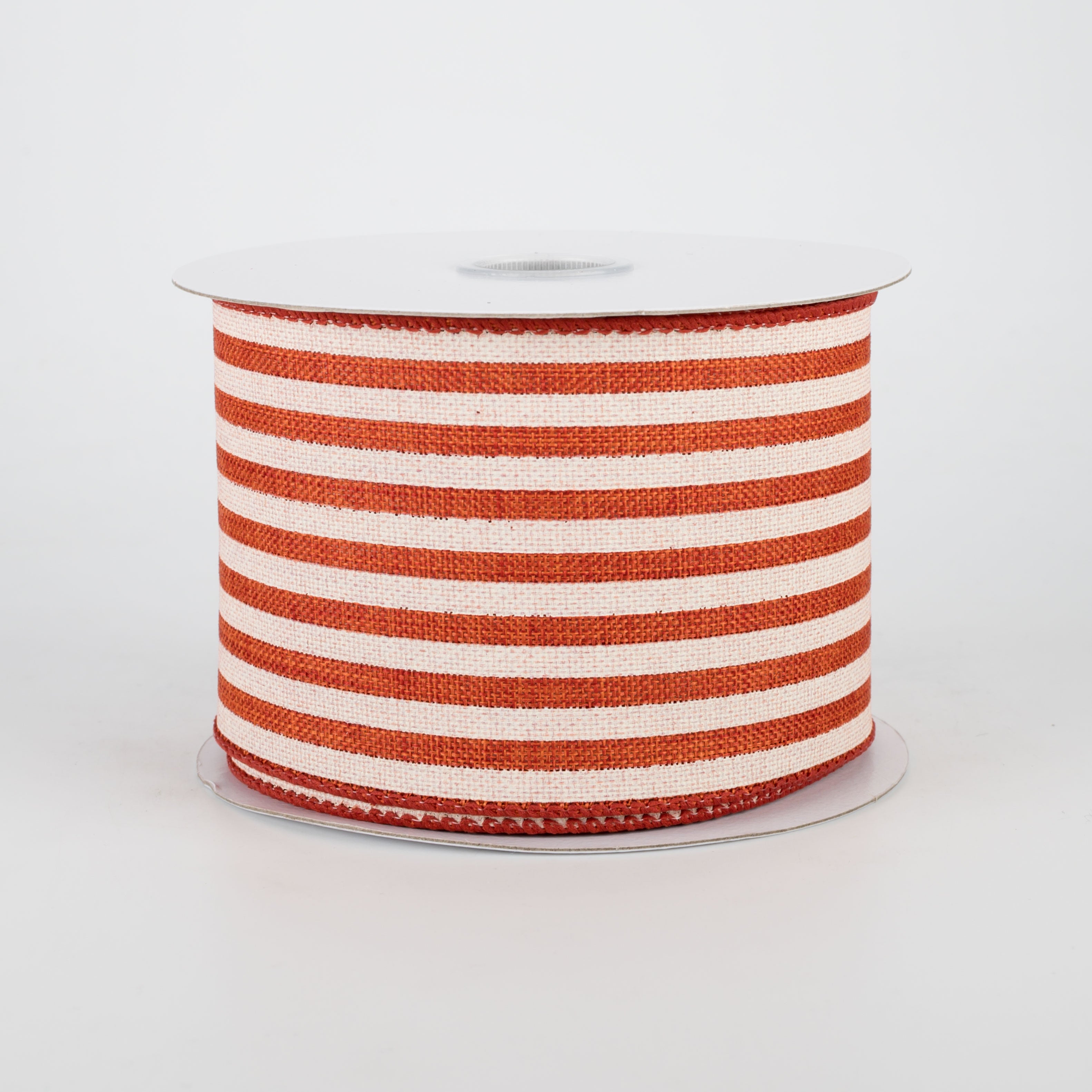 2.5" Cabana Stripes Ribbon: Orange & Ivory (10 Yards)