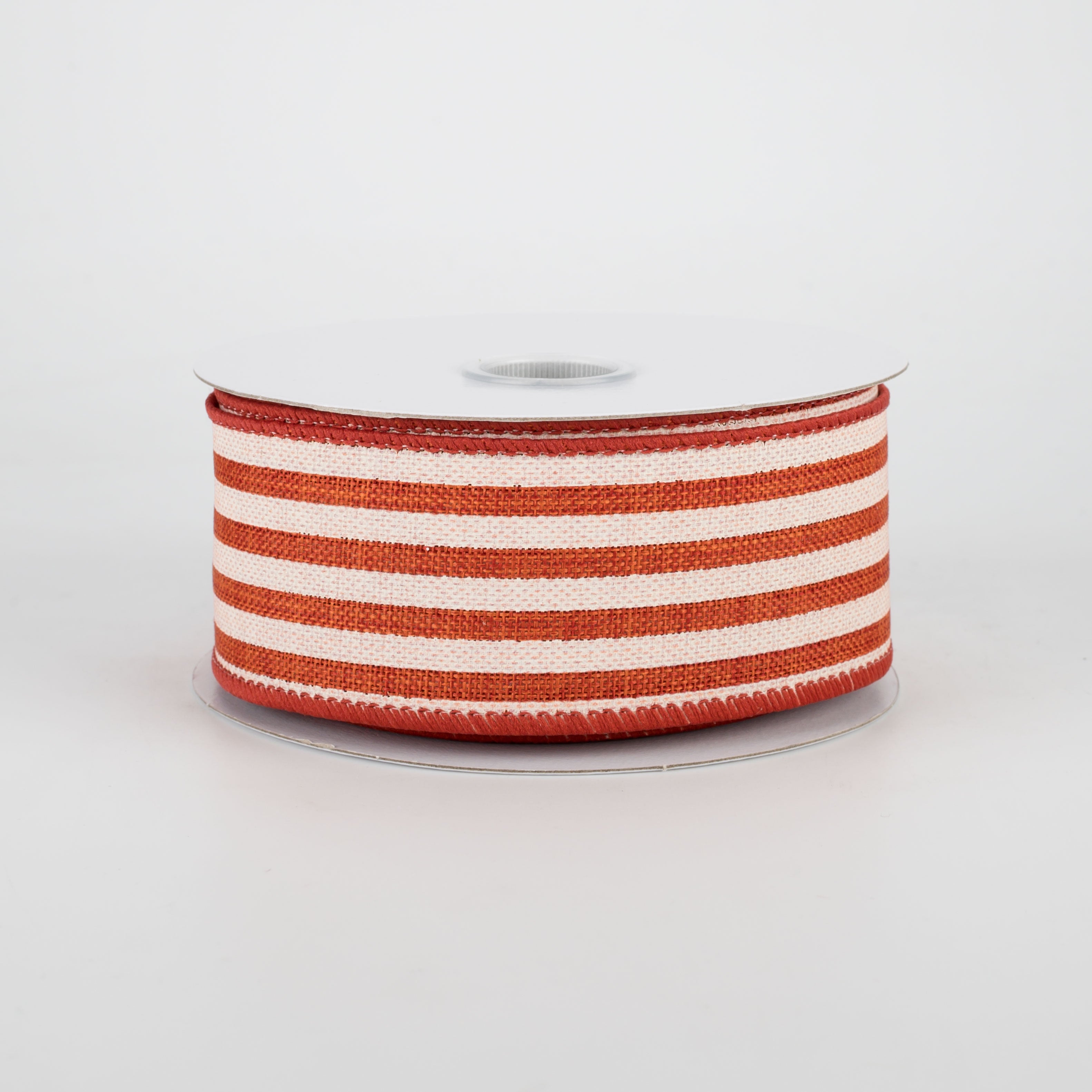 1.5" Cabana Stripes Ribbon: Orange & Ivory (10 Yards)
